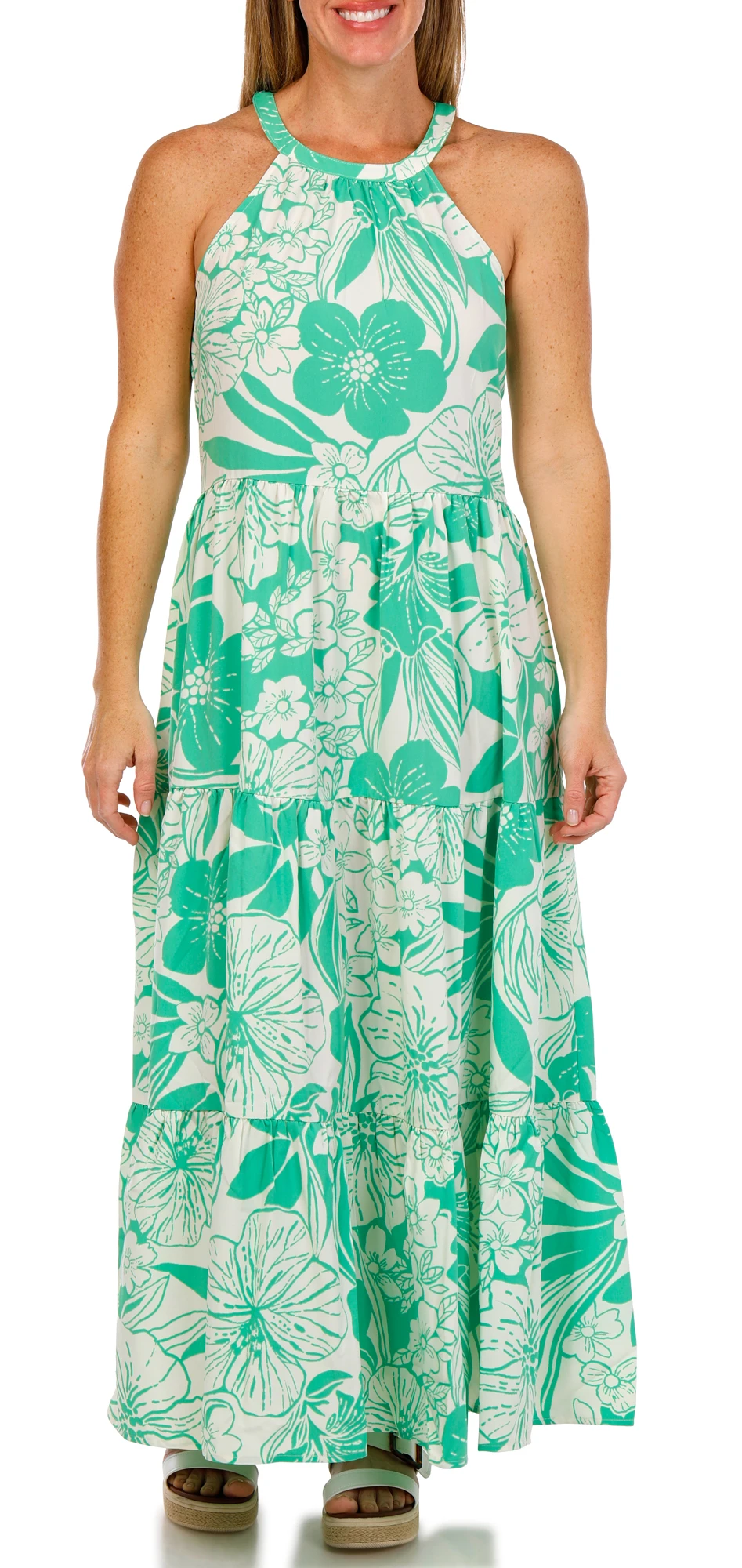 Buy London Times, London Times Sleeveless Halter A-line Tiered Maxi Dress  Online - Bealls Florida
