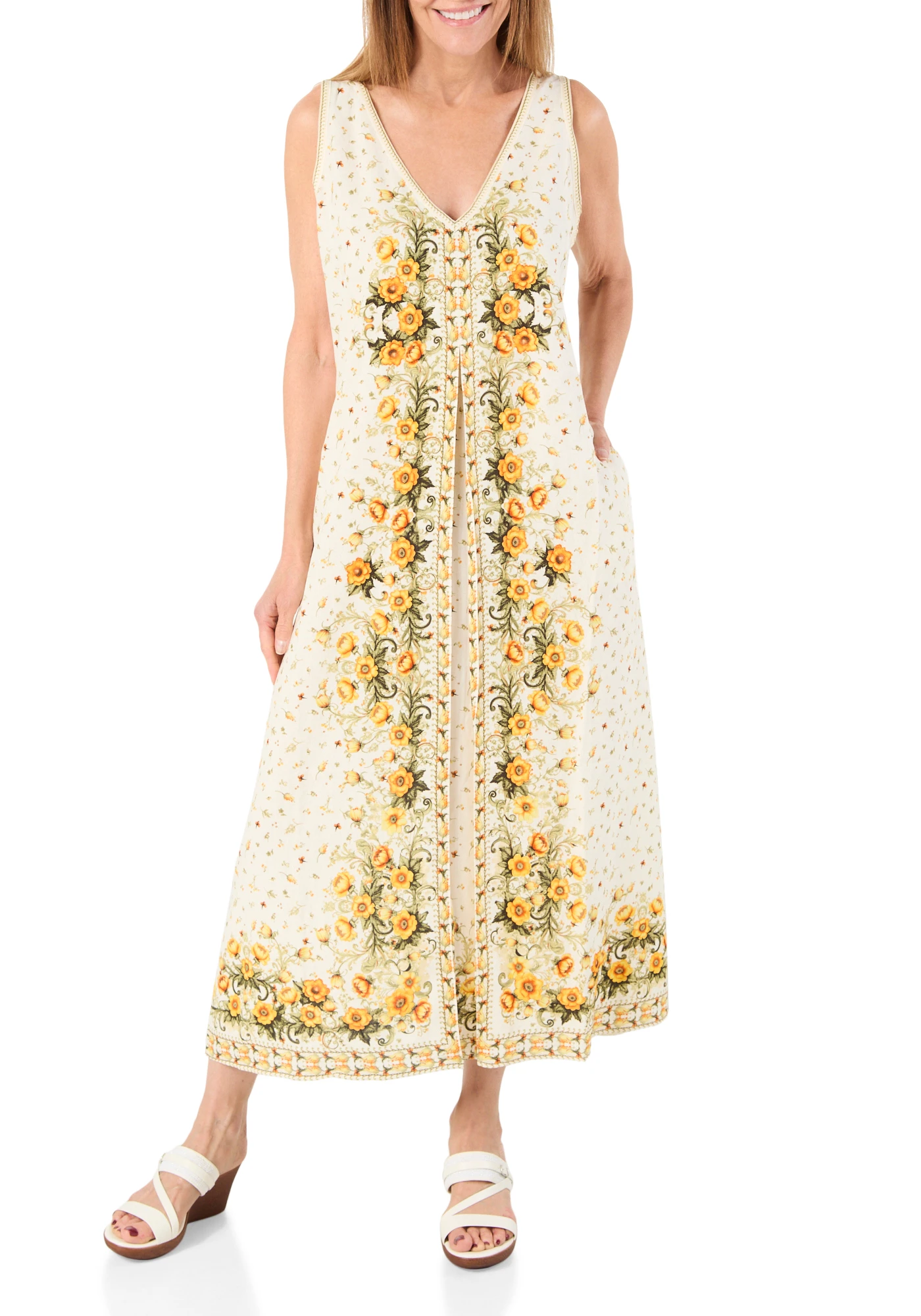 max studio maxi dresses Smocked Flutter Sleeve Maxi Dress (Women)