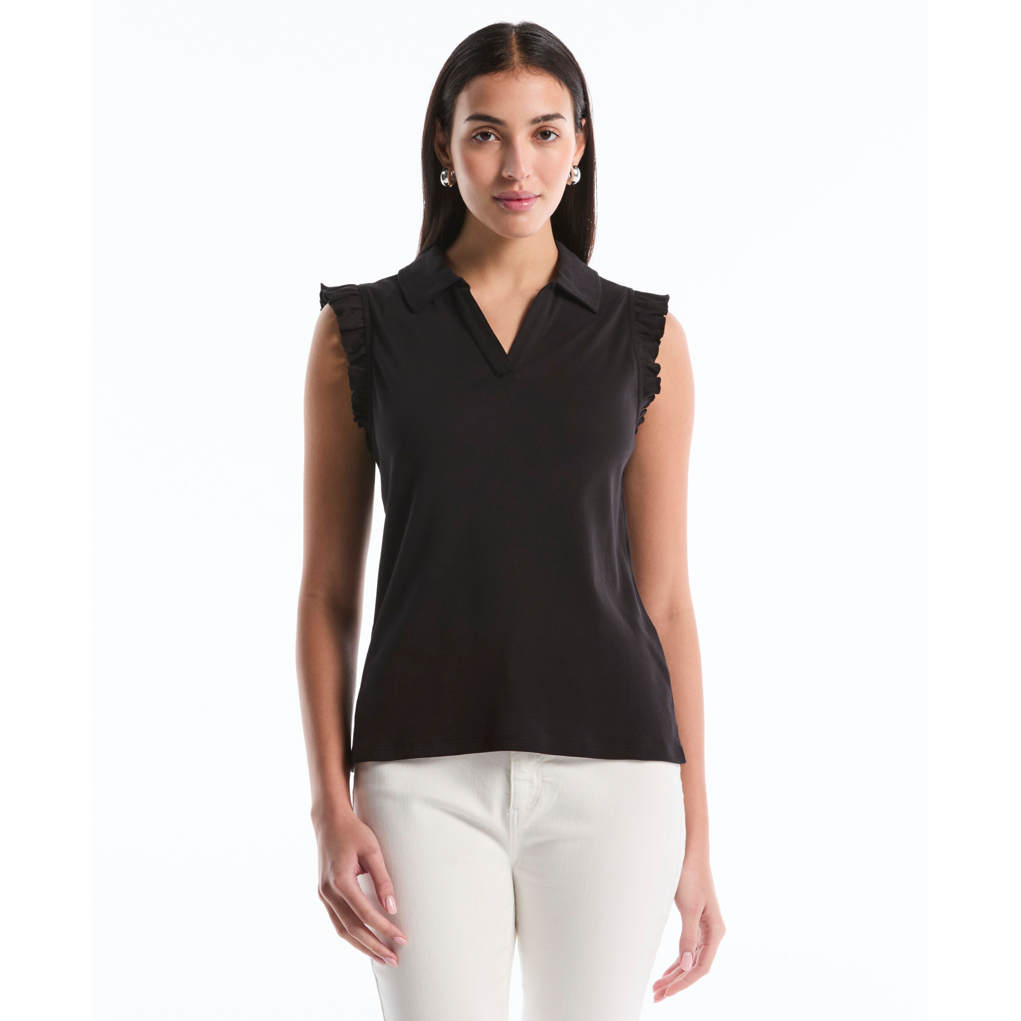 Buy Rafaella, Womens Sleeveless Ruffle Polo Shirt Online - Bealls