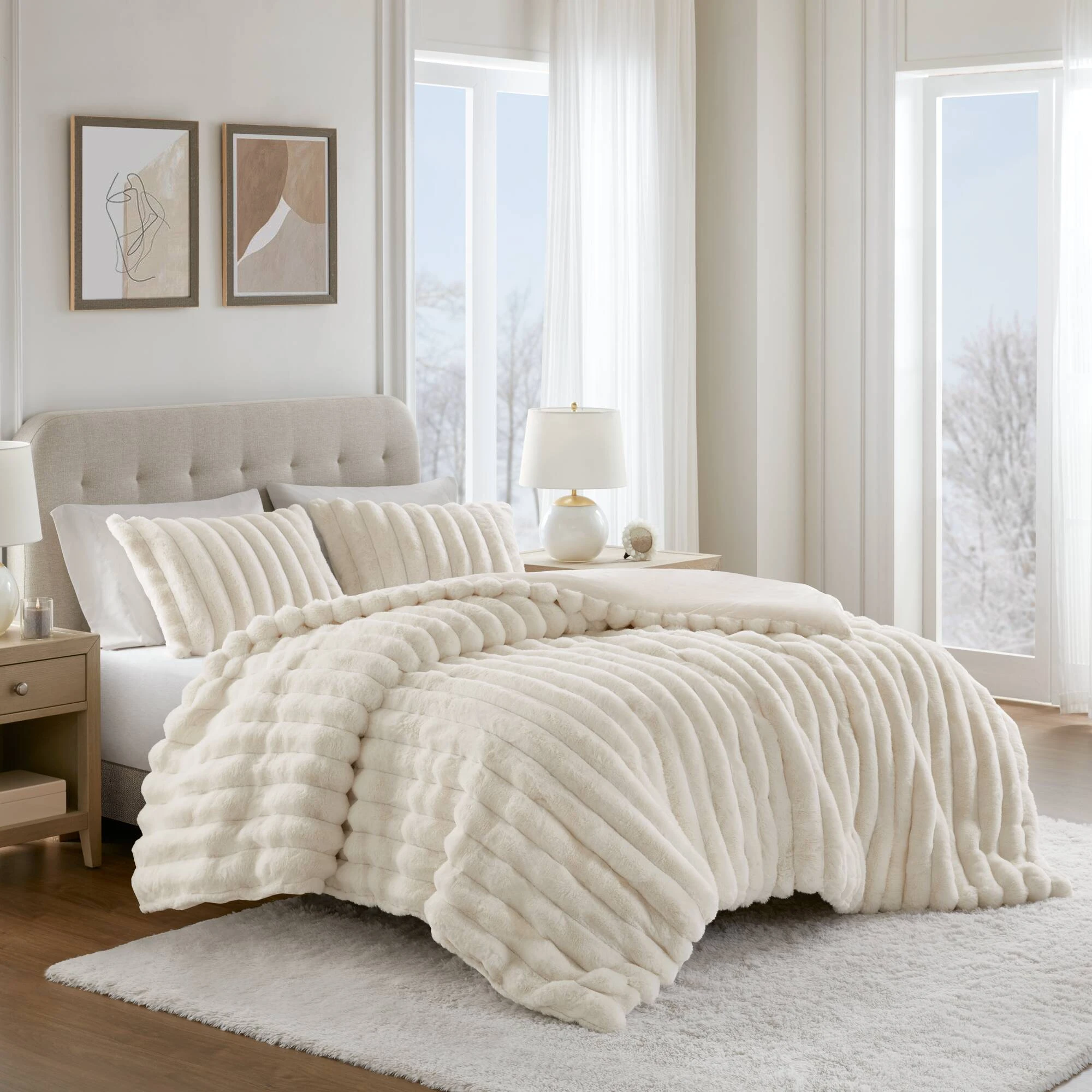 Buy Madison Park, Jasmine Ultrasoft Faux Fur Ribbed Comforter Set