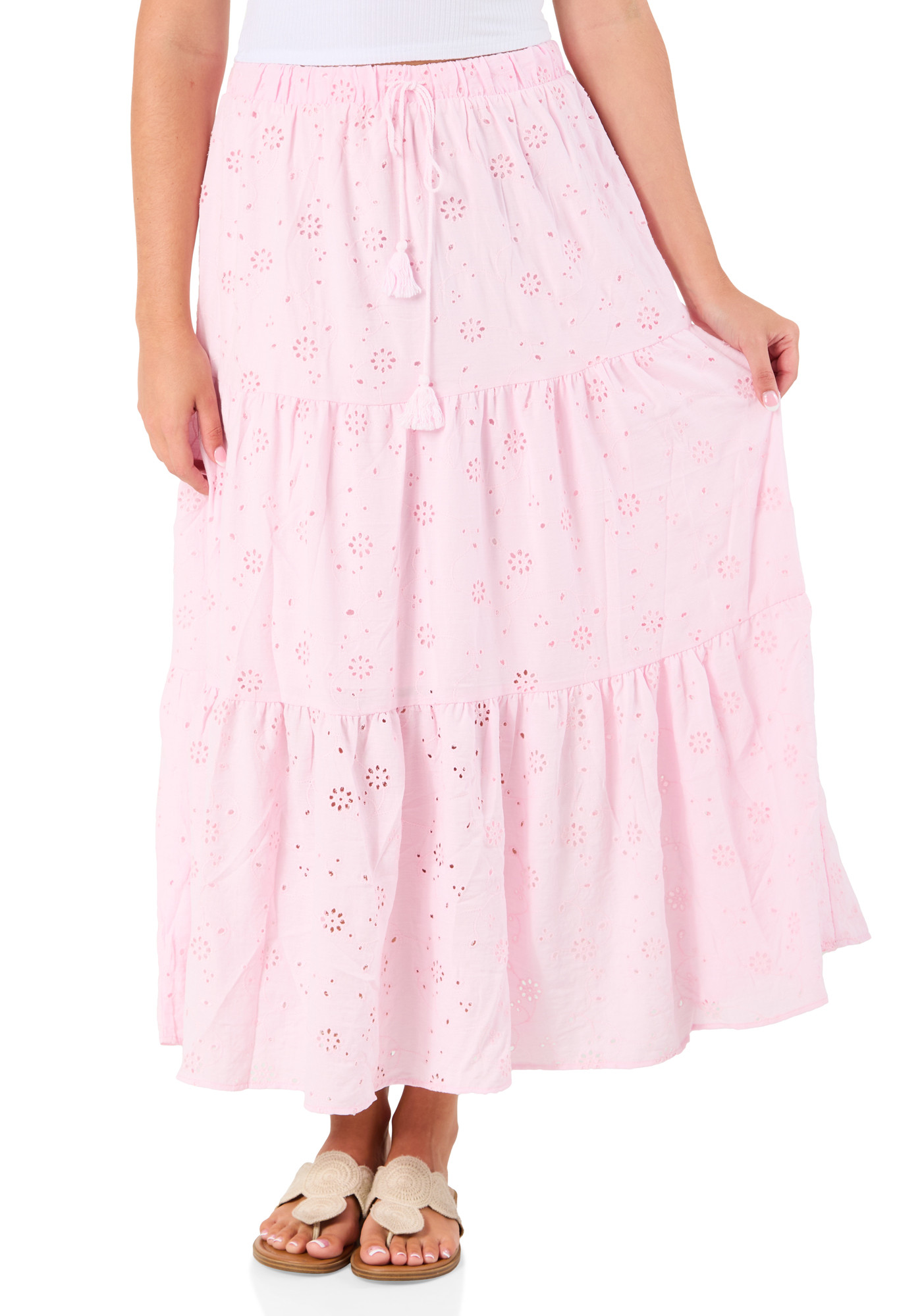 Buy No Comment, Juniors Eyelet Tiered Maxi Skirt Online - Bealls