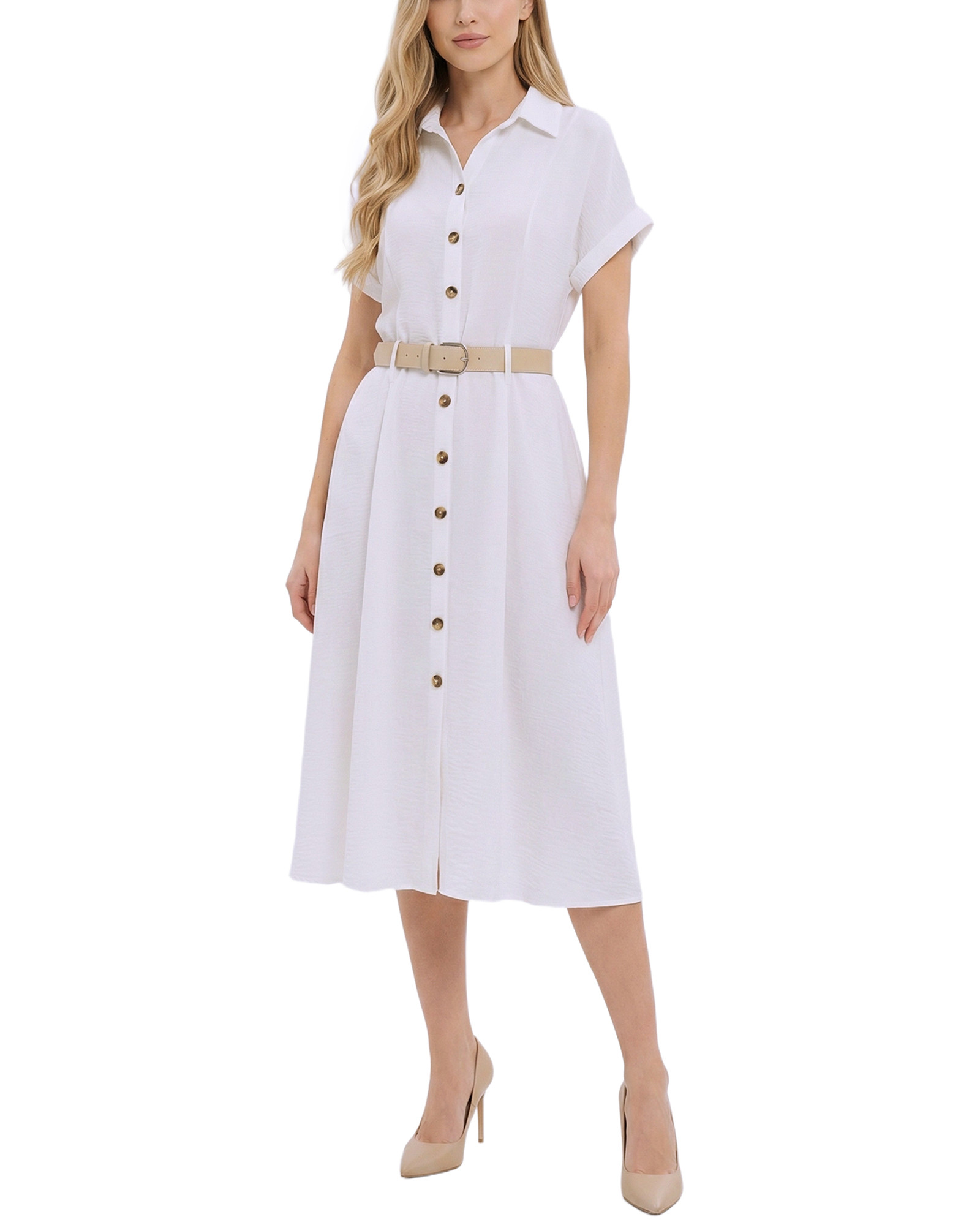 belted a line dress Maison Tara Savannah Dress, 16 / White