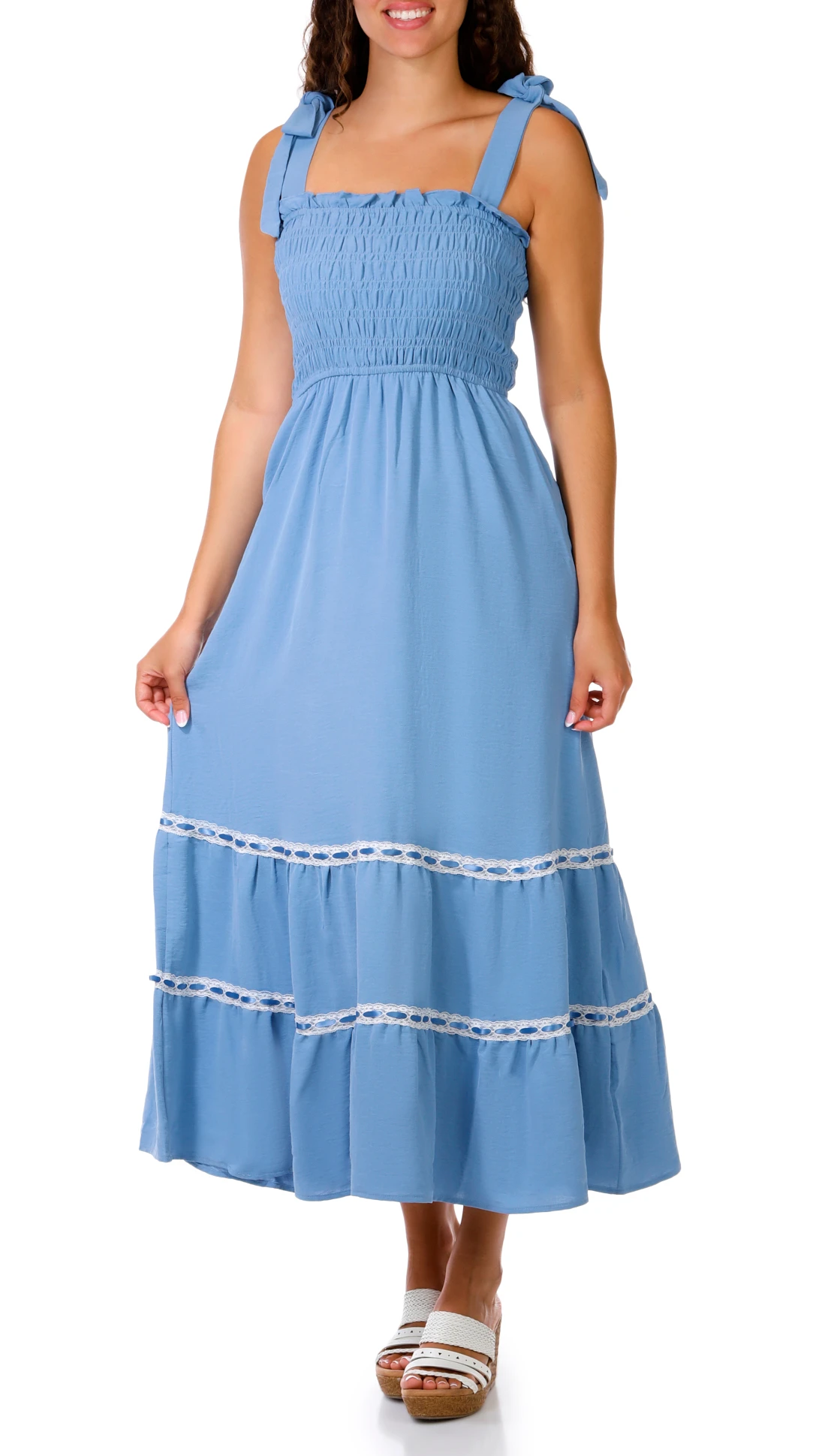 maxi dresses juniors Trixxi Cameo Dress, Navy, Size Xxs: XXS/Navy while a side slit adds subtle movement and a touch of allure Angie Crochet Trim V-Neck Maxi