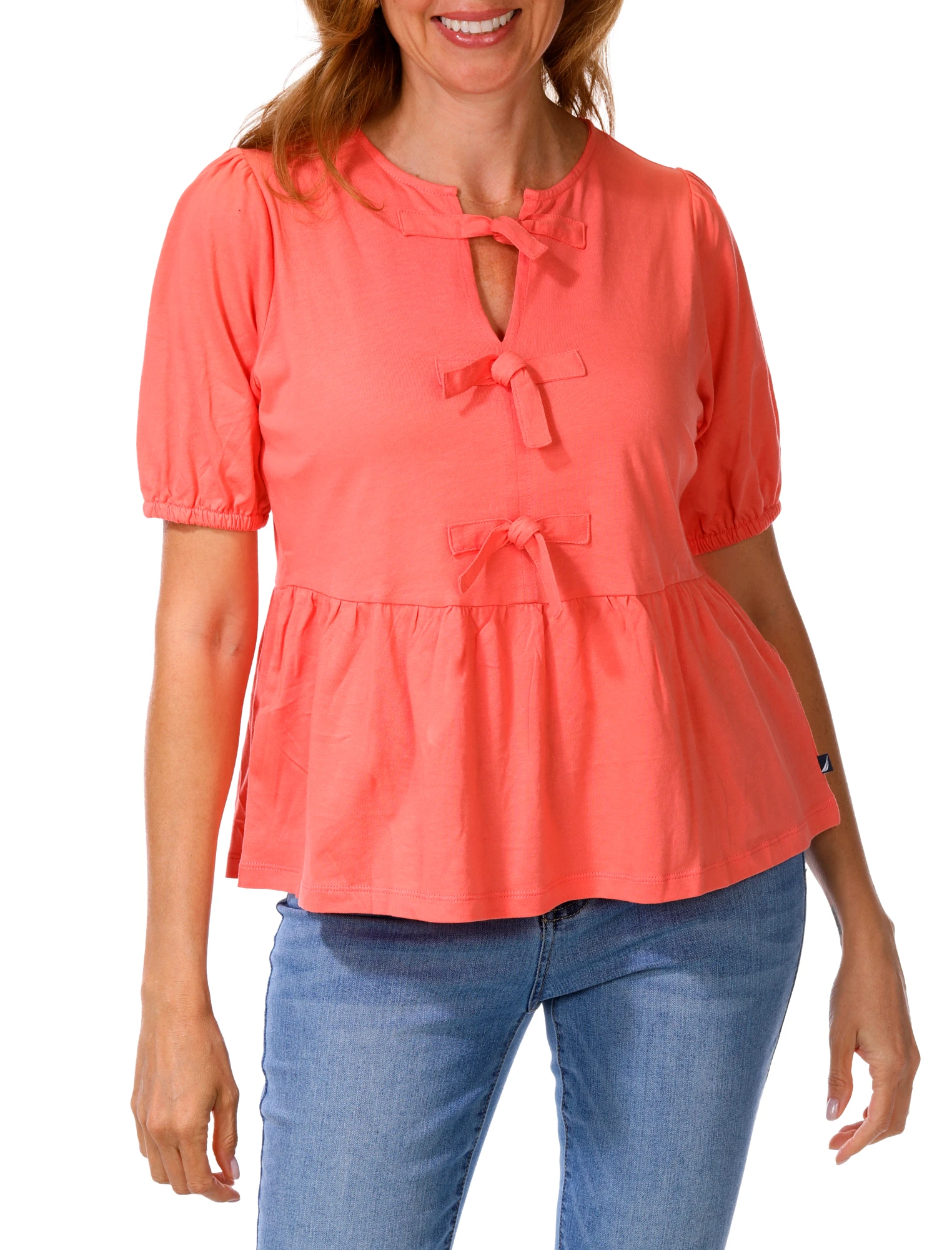 Liten Soufflé Peplum BL Buy Nautica, Women's Peplum Triple Tie Front Top Online - Bealls