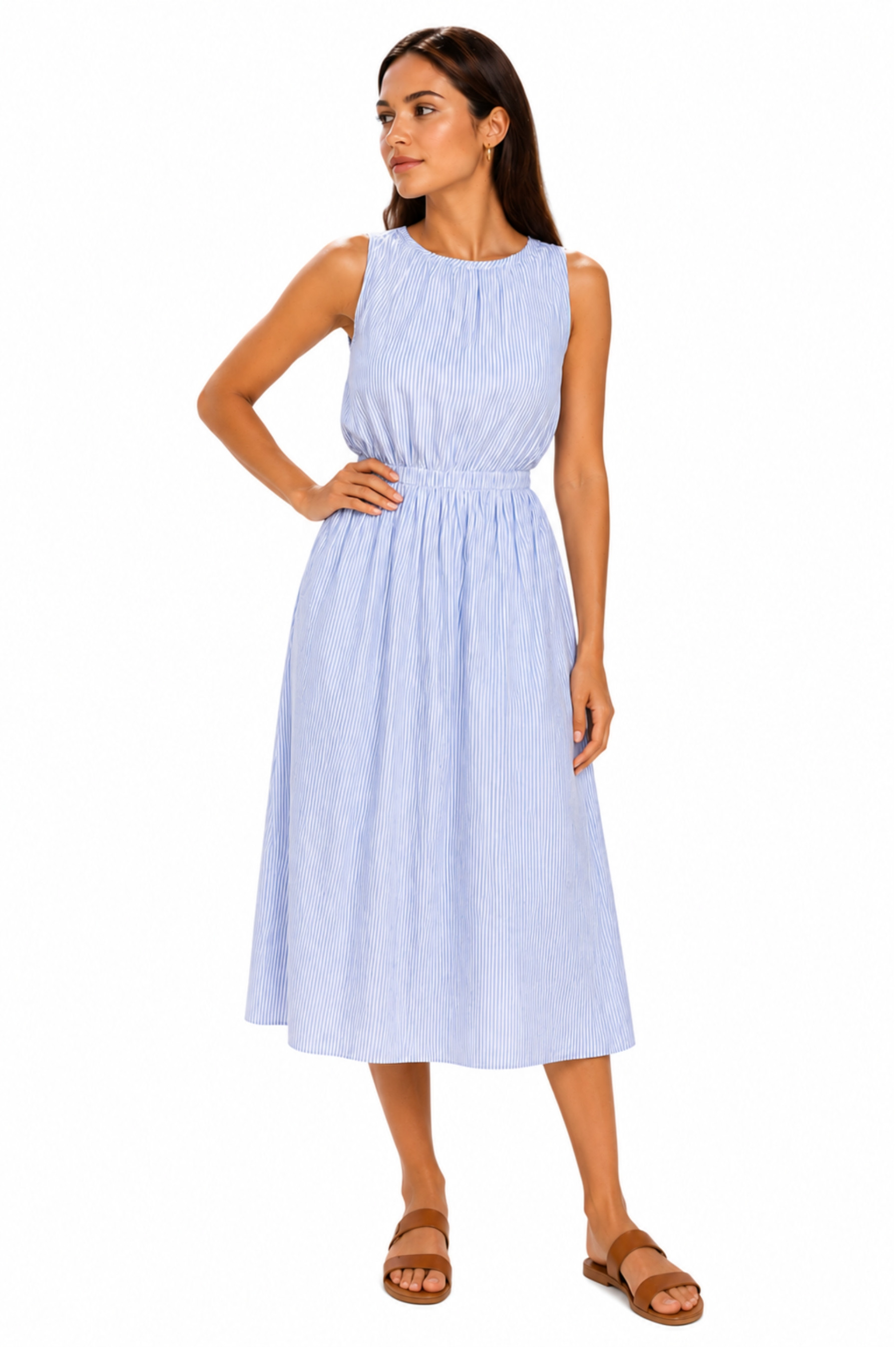 beach lunch lounge chambray dress Women's Leon Spandex Sleeveless in Dutch Blue, XXXL 3/4 roll 1920s evening gown Tropicana Midi Dress Green Size:46/2XL