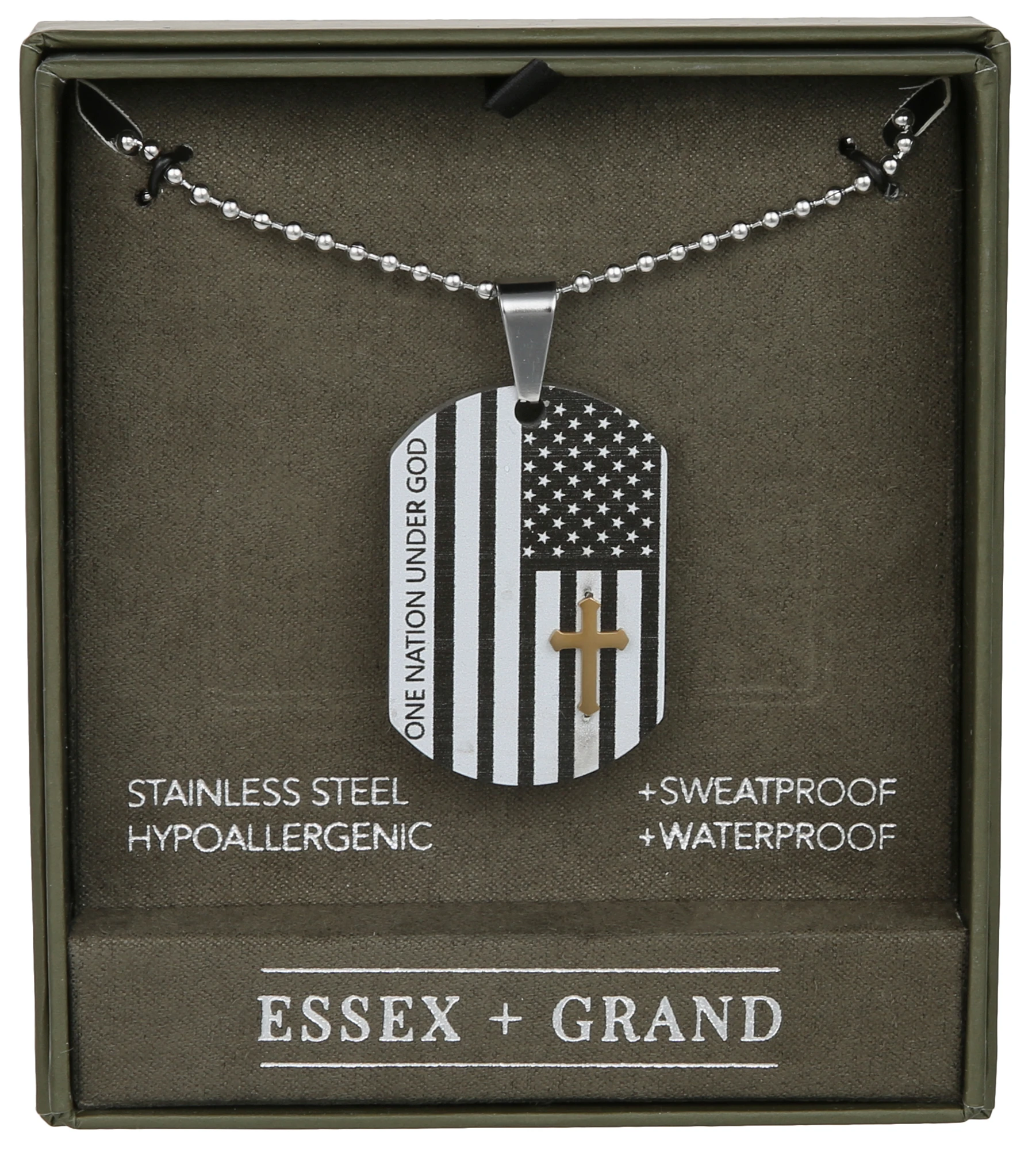 94】希少！ ANARCHY THE KING ネックレス ONEPERCENT Buy Essex + Grand , Men's Stainless Steel One Nation Dog Tag