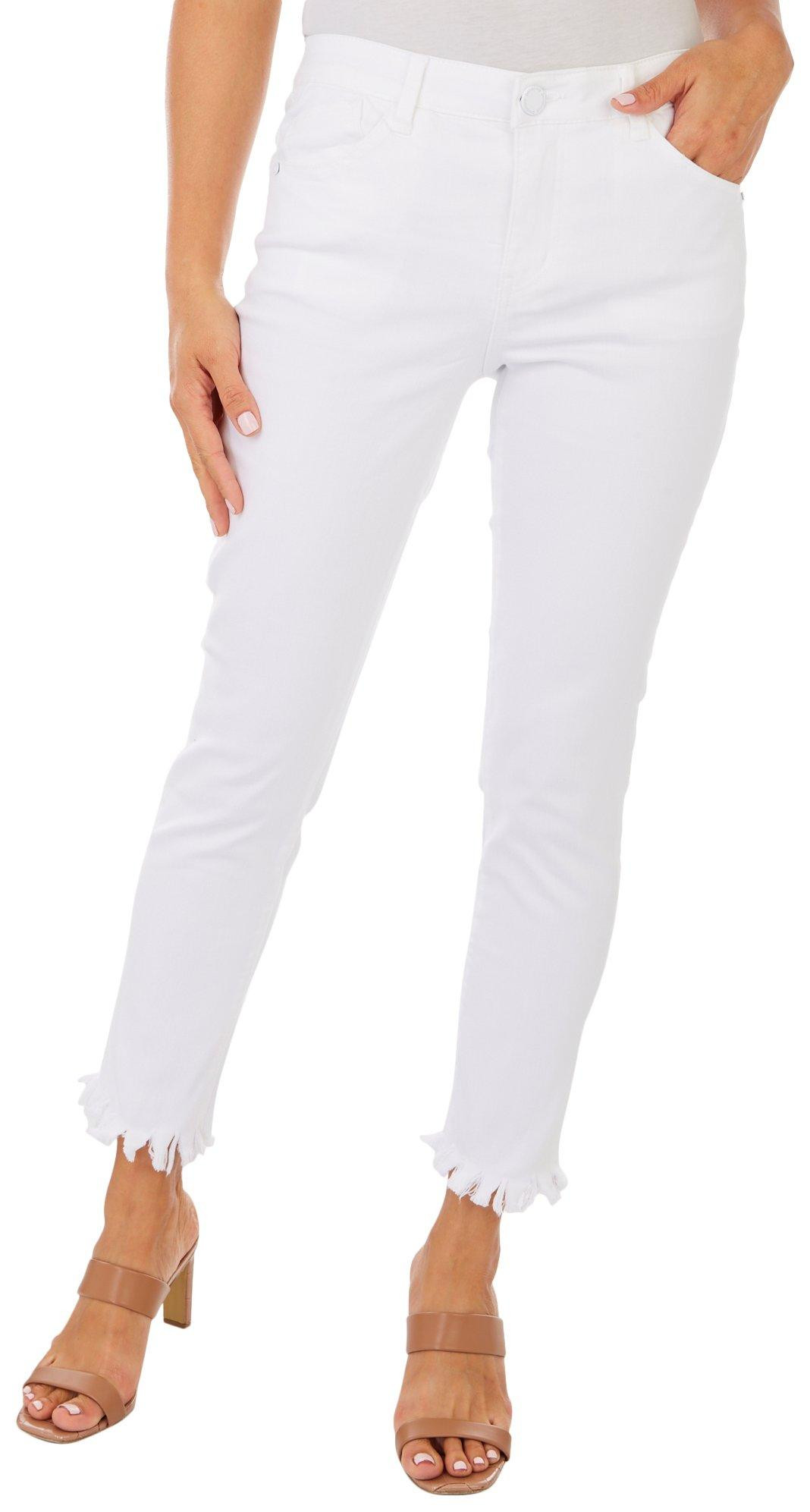 Womens Ab-Tech Straight Leg Fringe Fray Ankle Jeans Bealls Florida