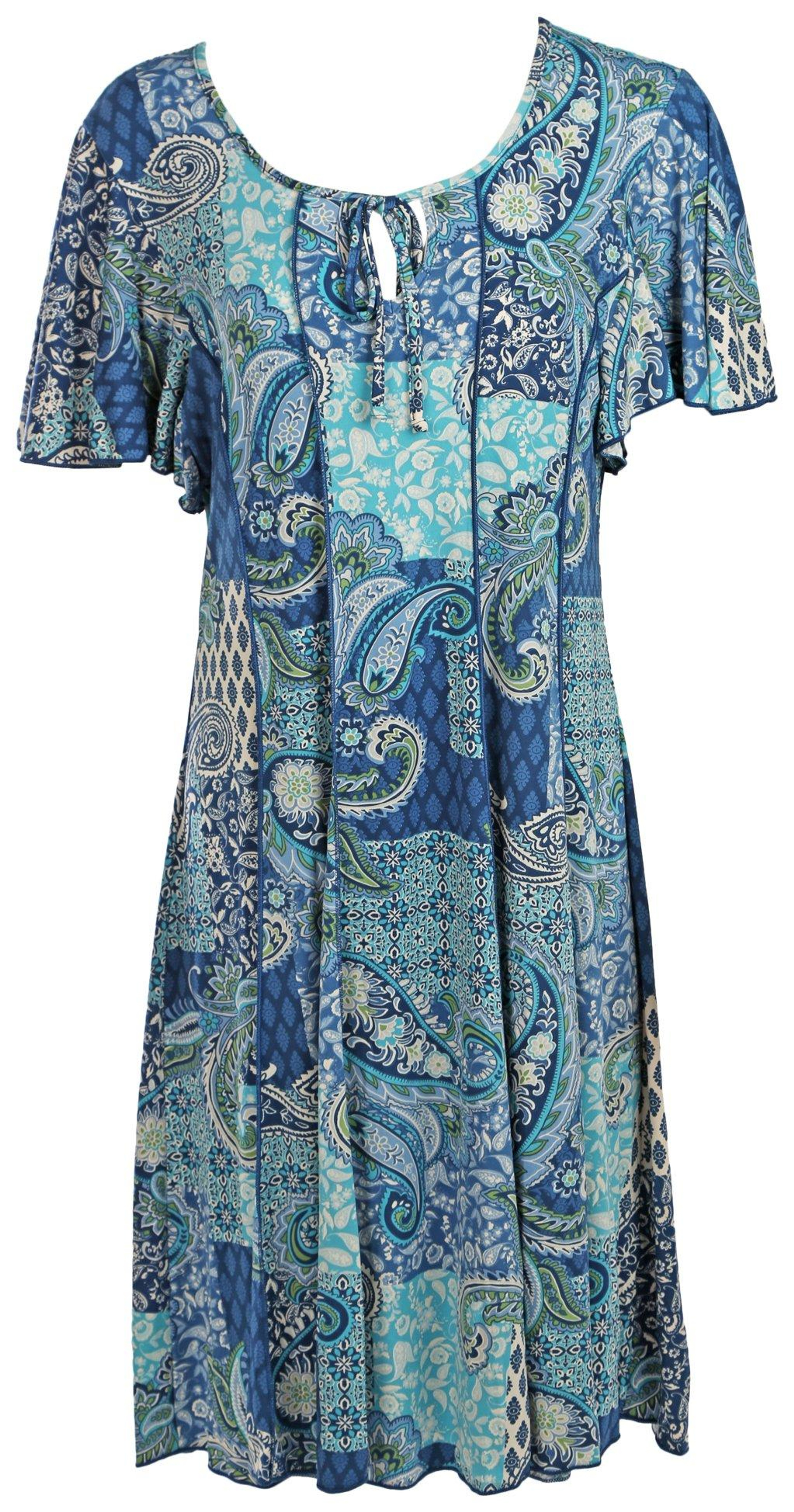 Womens Paisley Seamed Pleated Short Sleeve Dress Bealls Florida