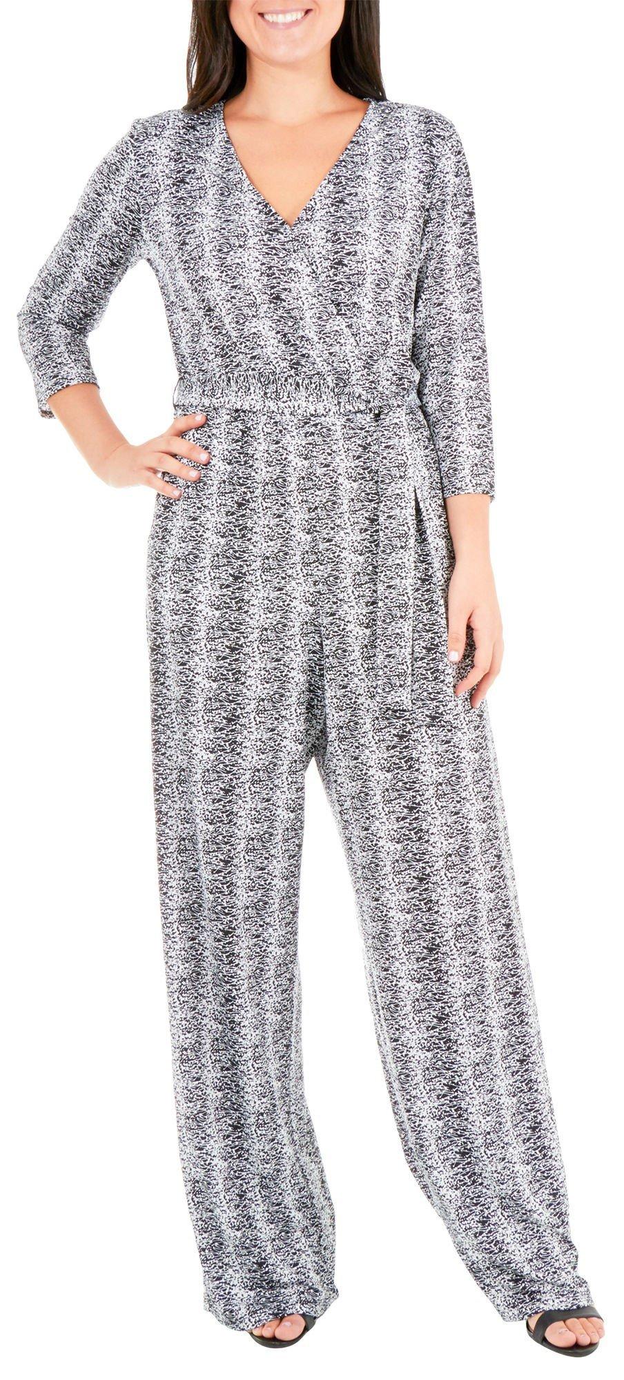 NY Collection Womens Stripe Grommet Jumpsuit
