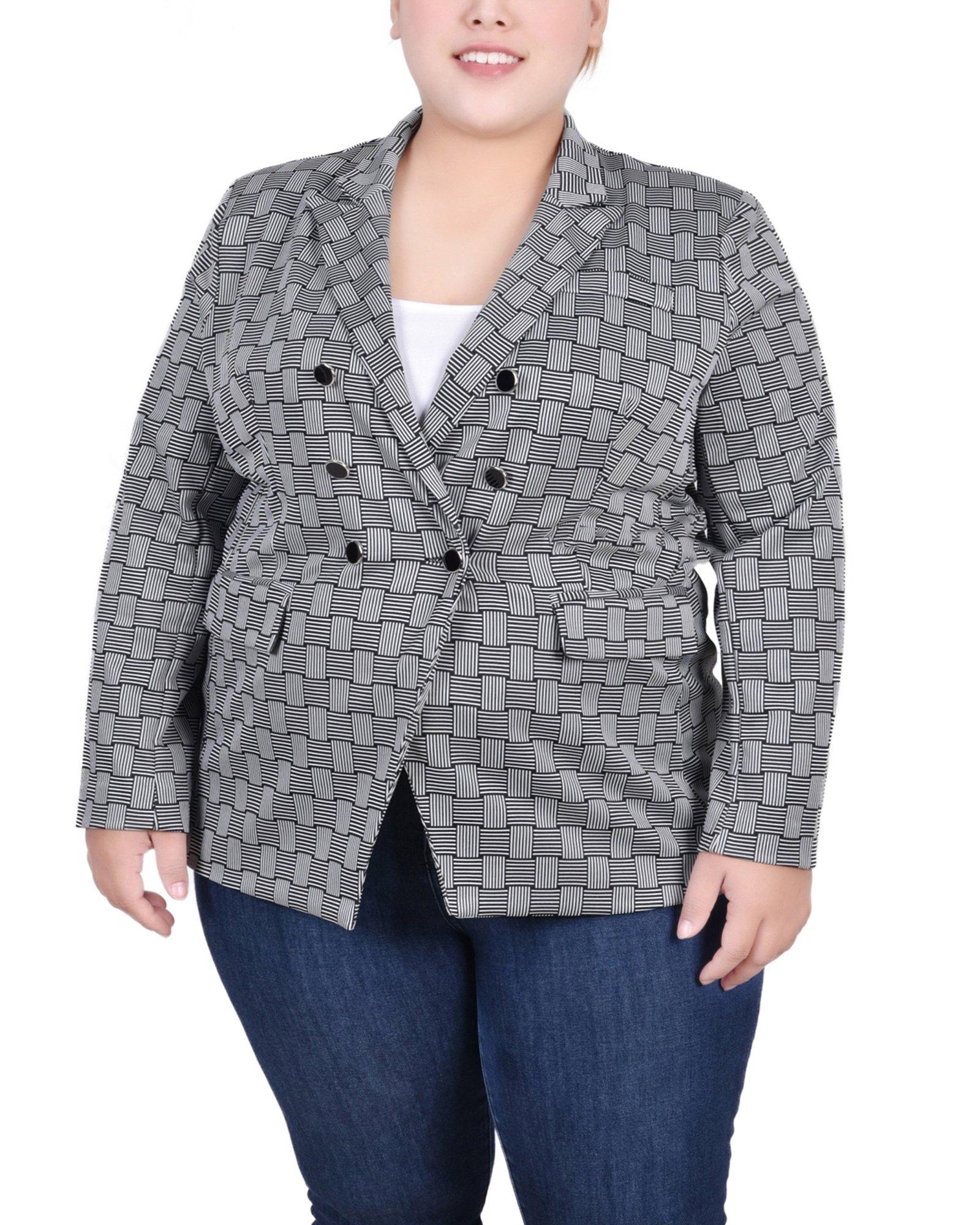 NY Collection Plus Long Sleeve Double Breasted Jacket
