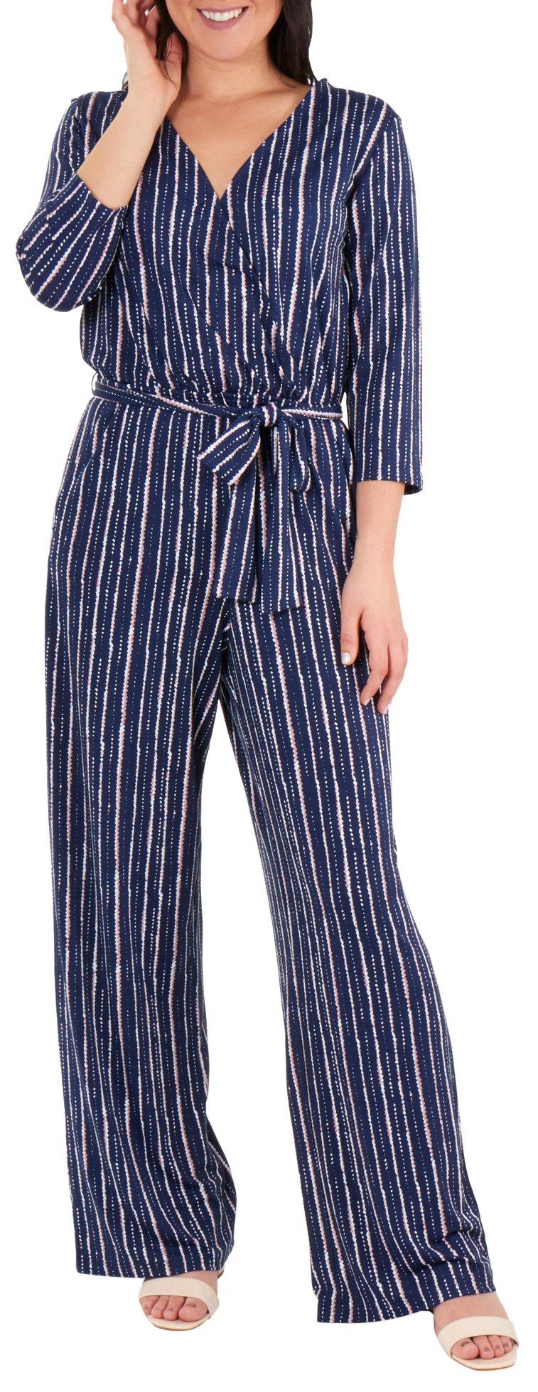 NY Collection Womens Sash Belt Jumpsuit