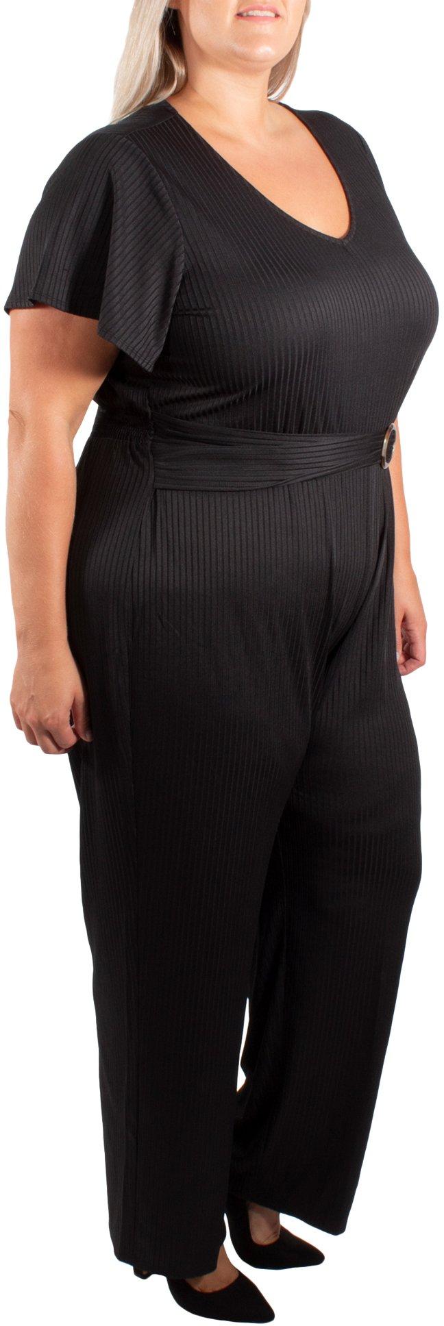NY Collection Plus Flutter Sleeve V-Neck Jumpsuit