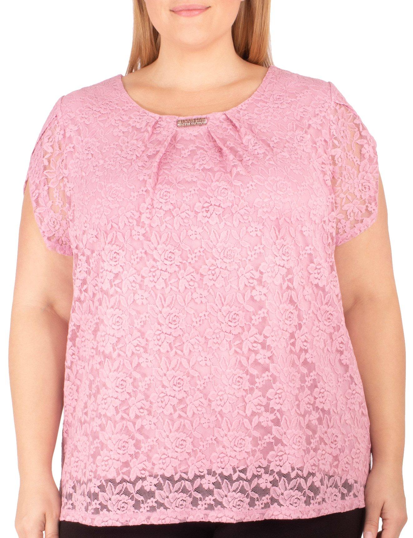 NY Collection Plus Tulip Sleeve Lace Top