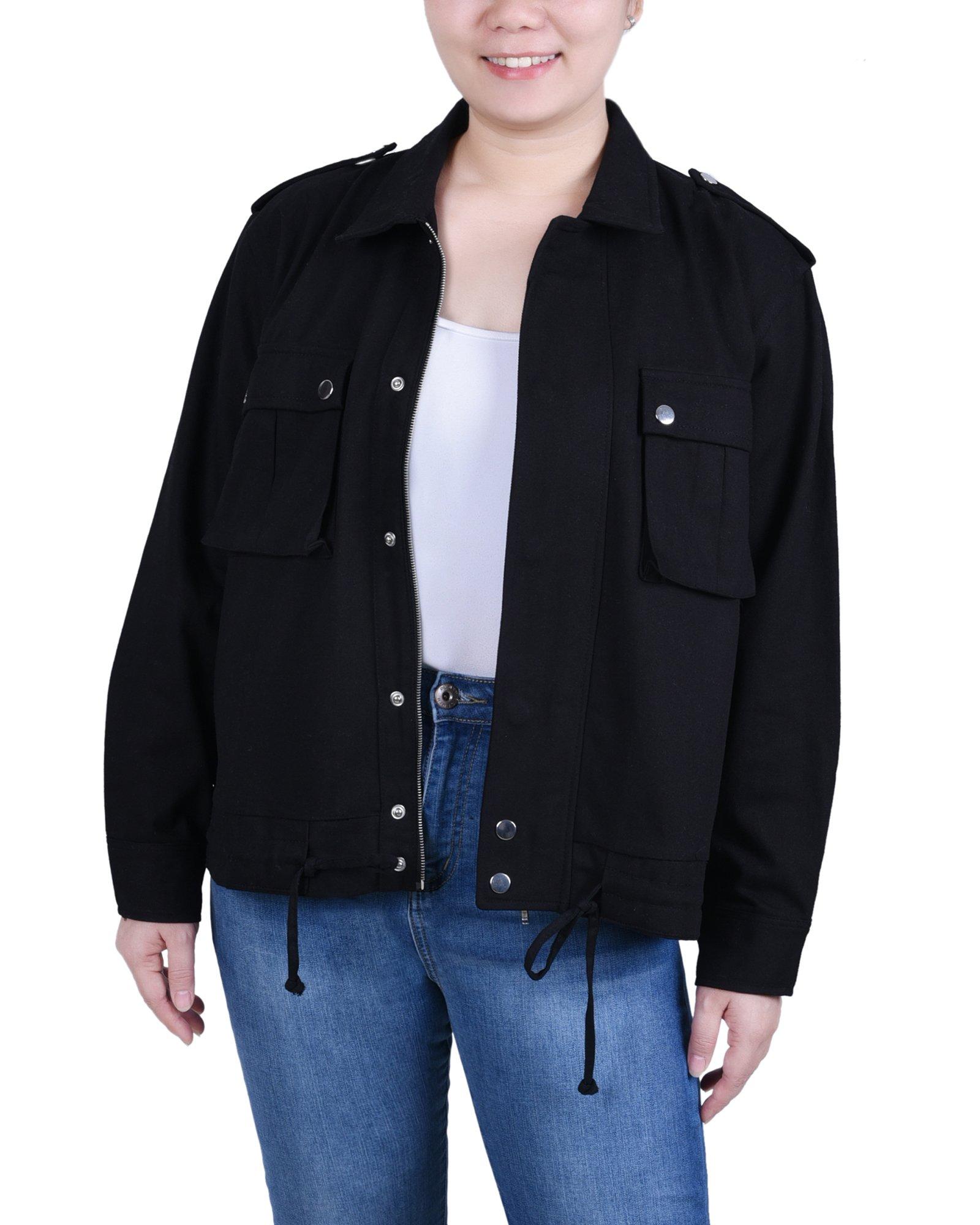 NY Collection Womens Long Sleeve Twill Jacket