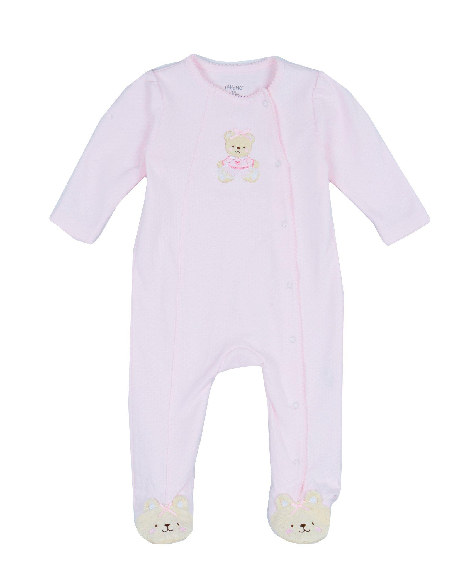 Little Me Baby Girls Sweet Bear Footed Sleeper