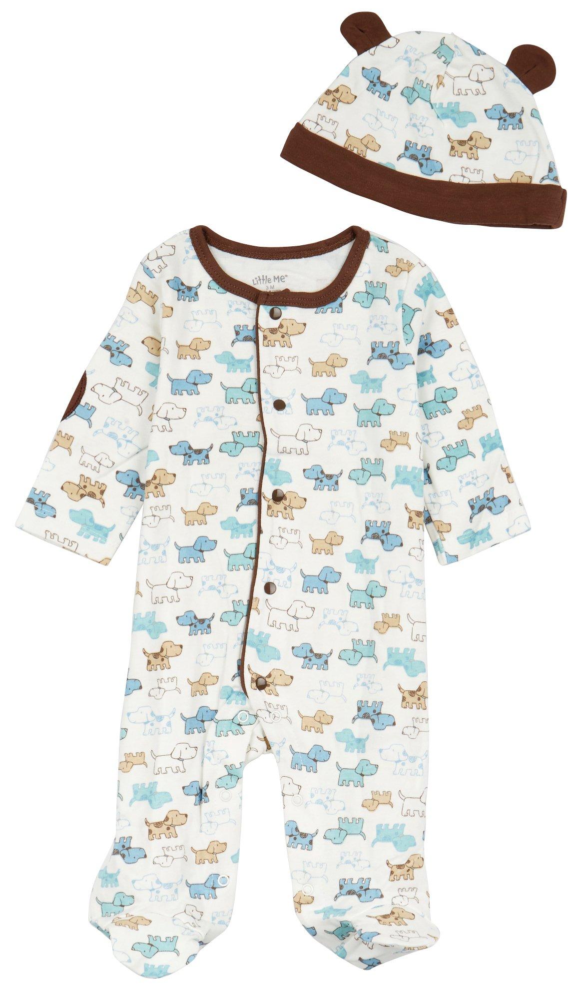 Little Me Baby Boys 2 Pc Puppy Print Footed Sleeper Set