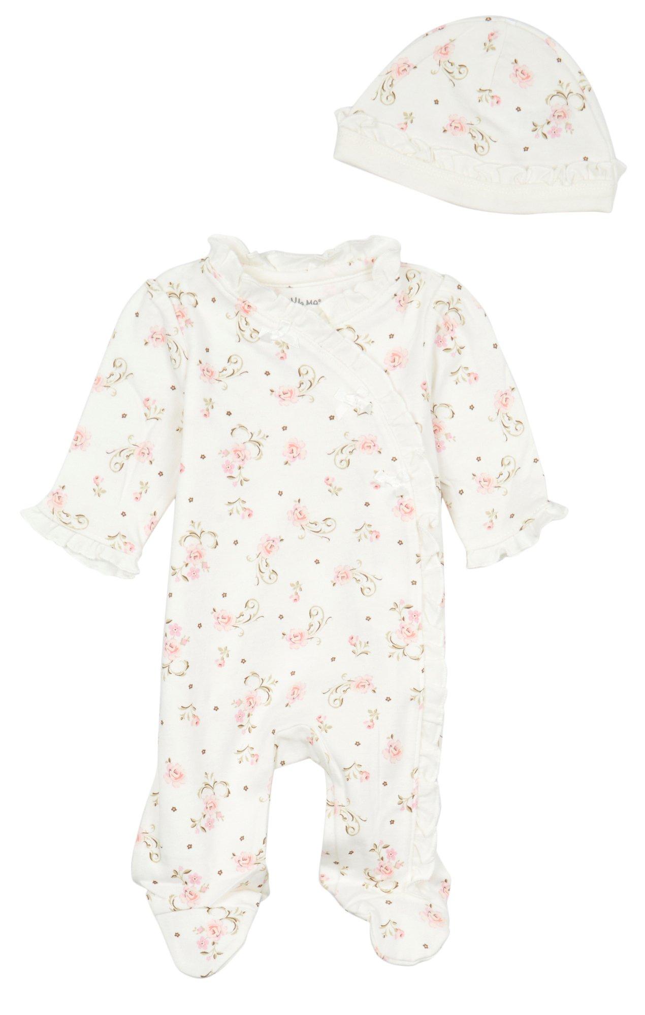 Little Me Baby Girls 2 Pc. Footed Sleeper & Hat Set