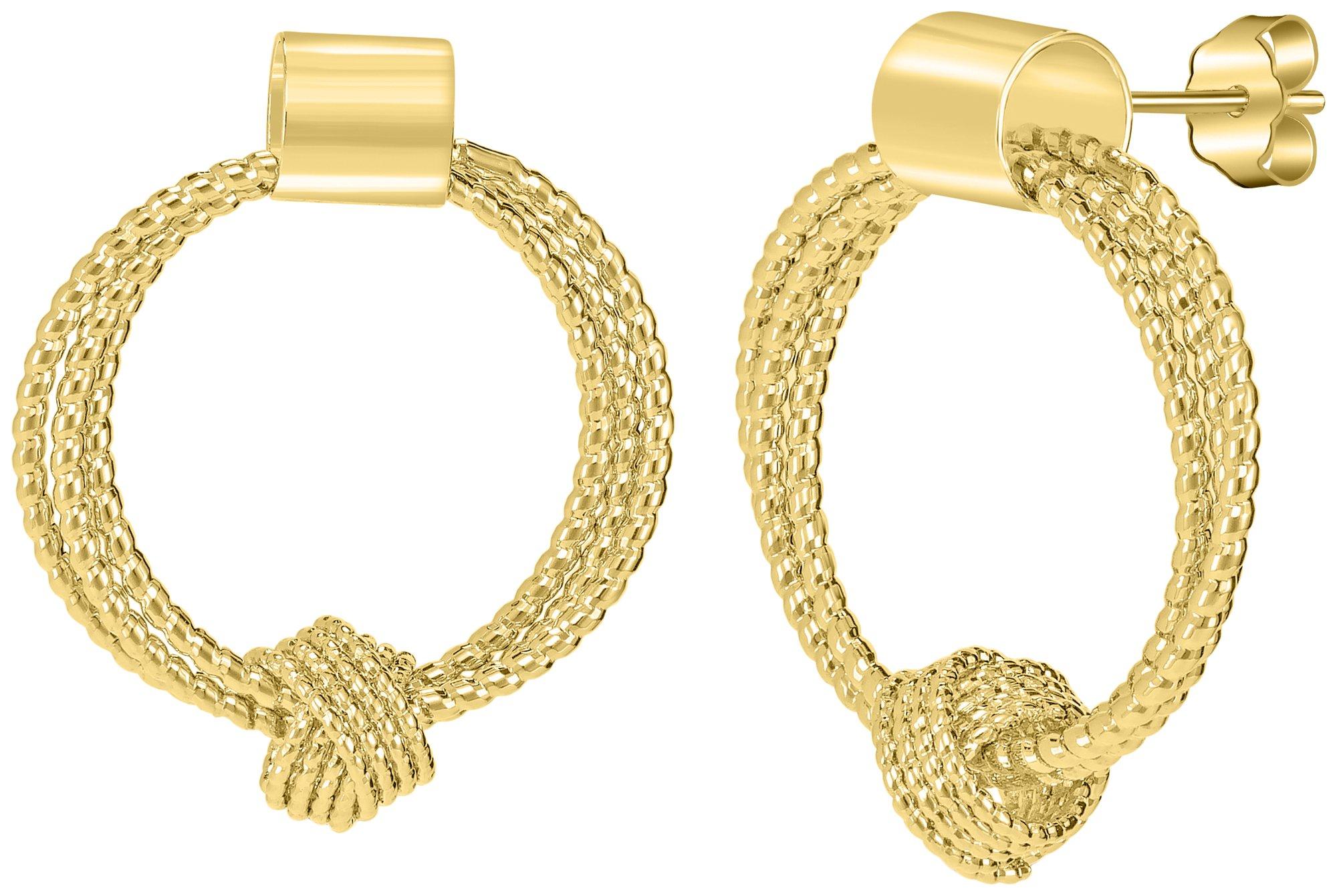 Signature Twisted Knot Gold Plate Hoop Earrings