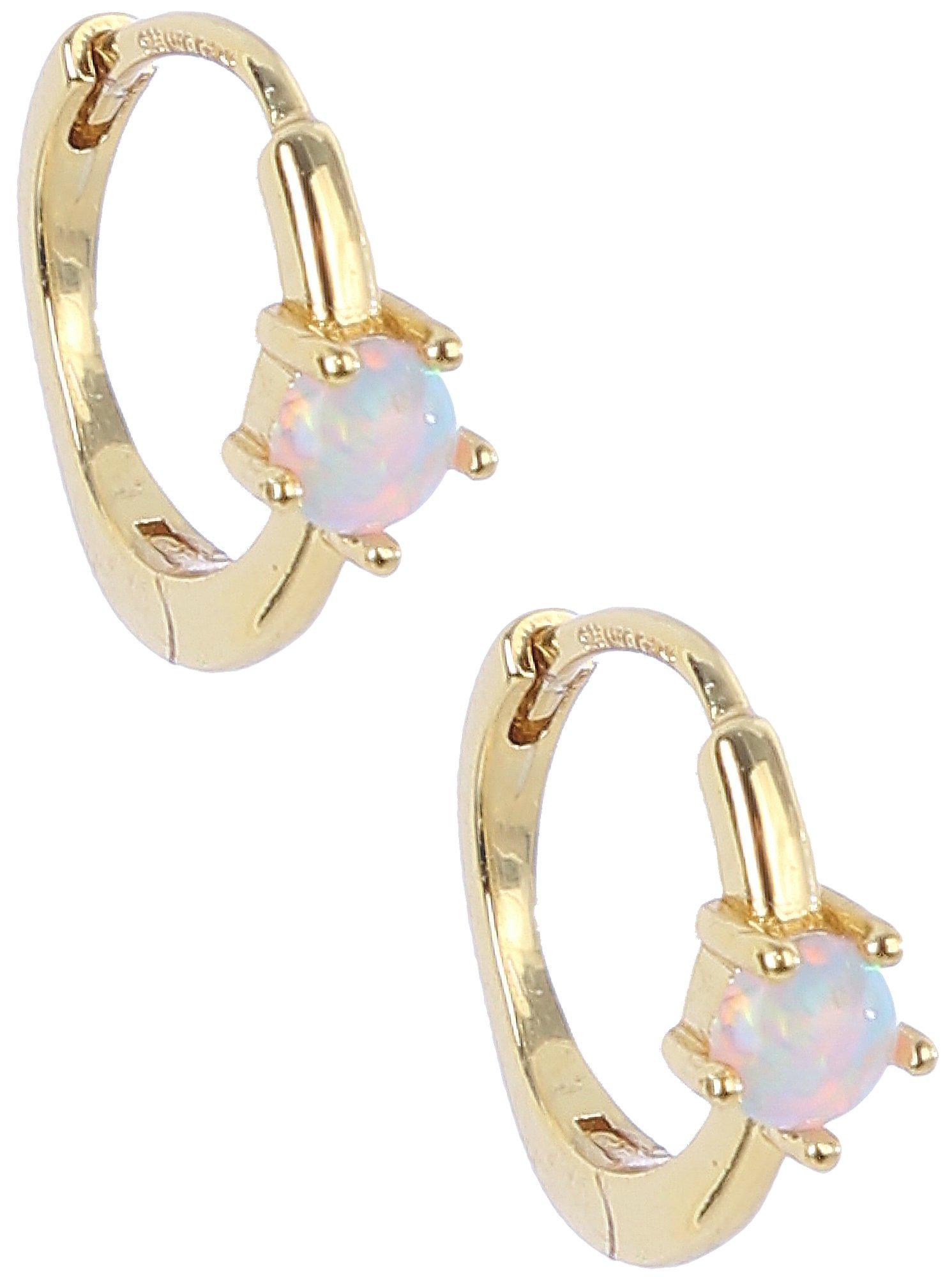 Signature 15 mm Demi Fine Gold Plated Gem Hoop Earrings