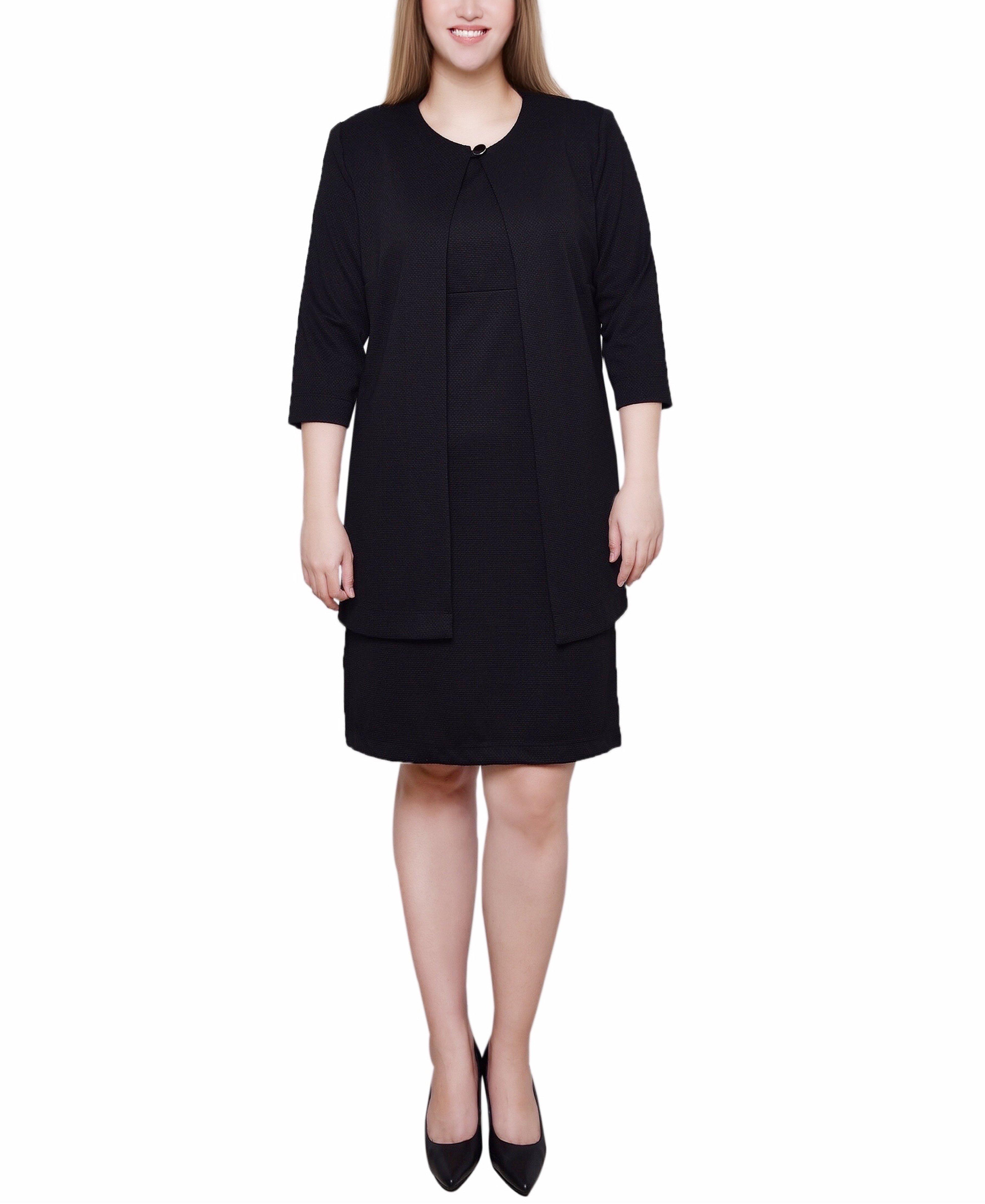 NY Collection Petite Shift Dress with Cardigan