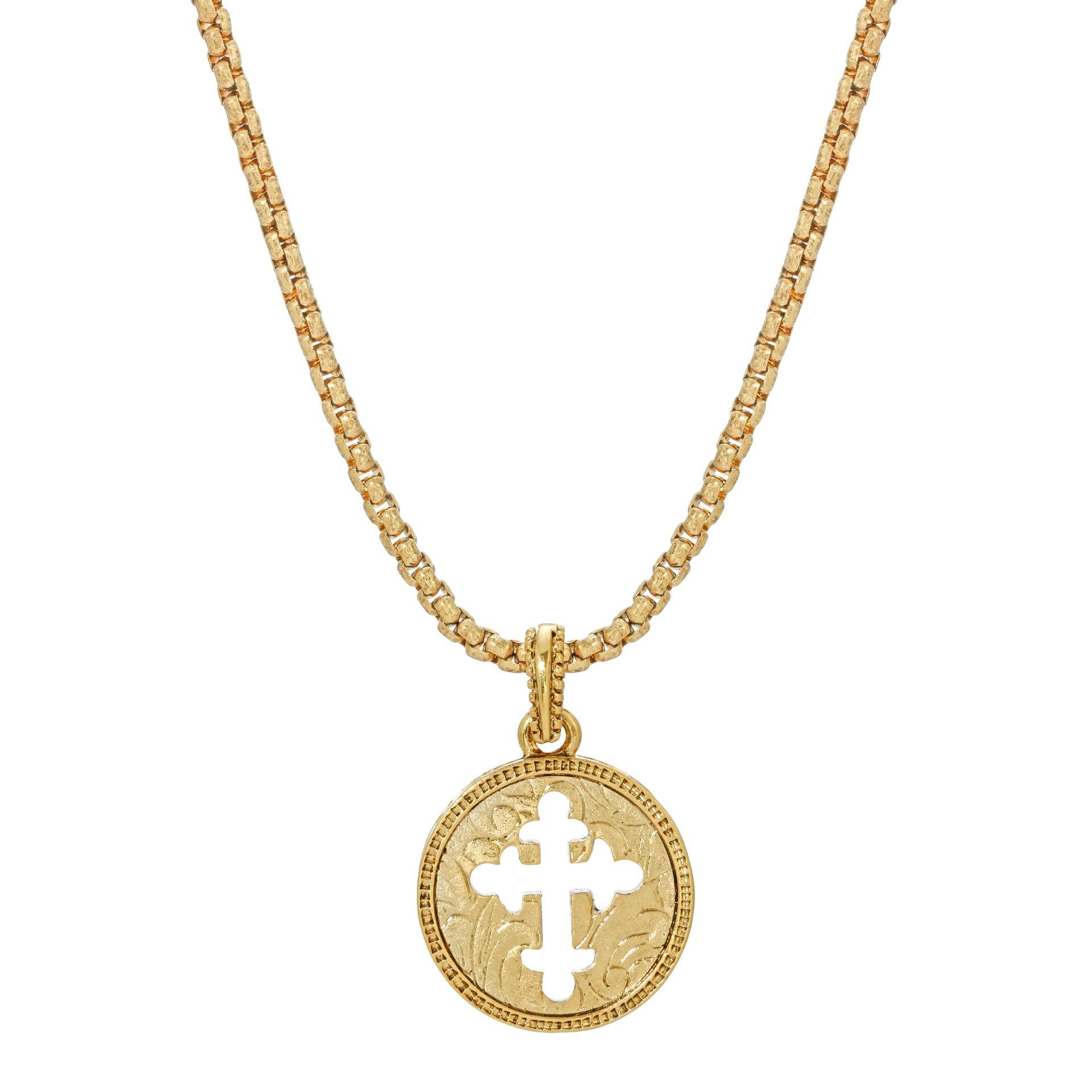 14K Gold-Dipped Coin Cross Necklace
