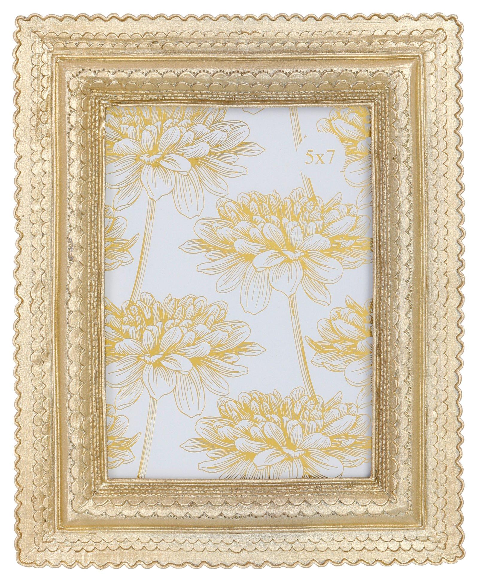 Enchante 5x7 Gold Scalloped Resin Picture Frame