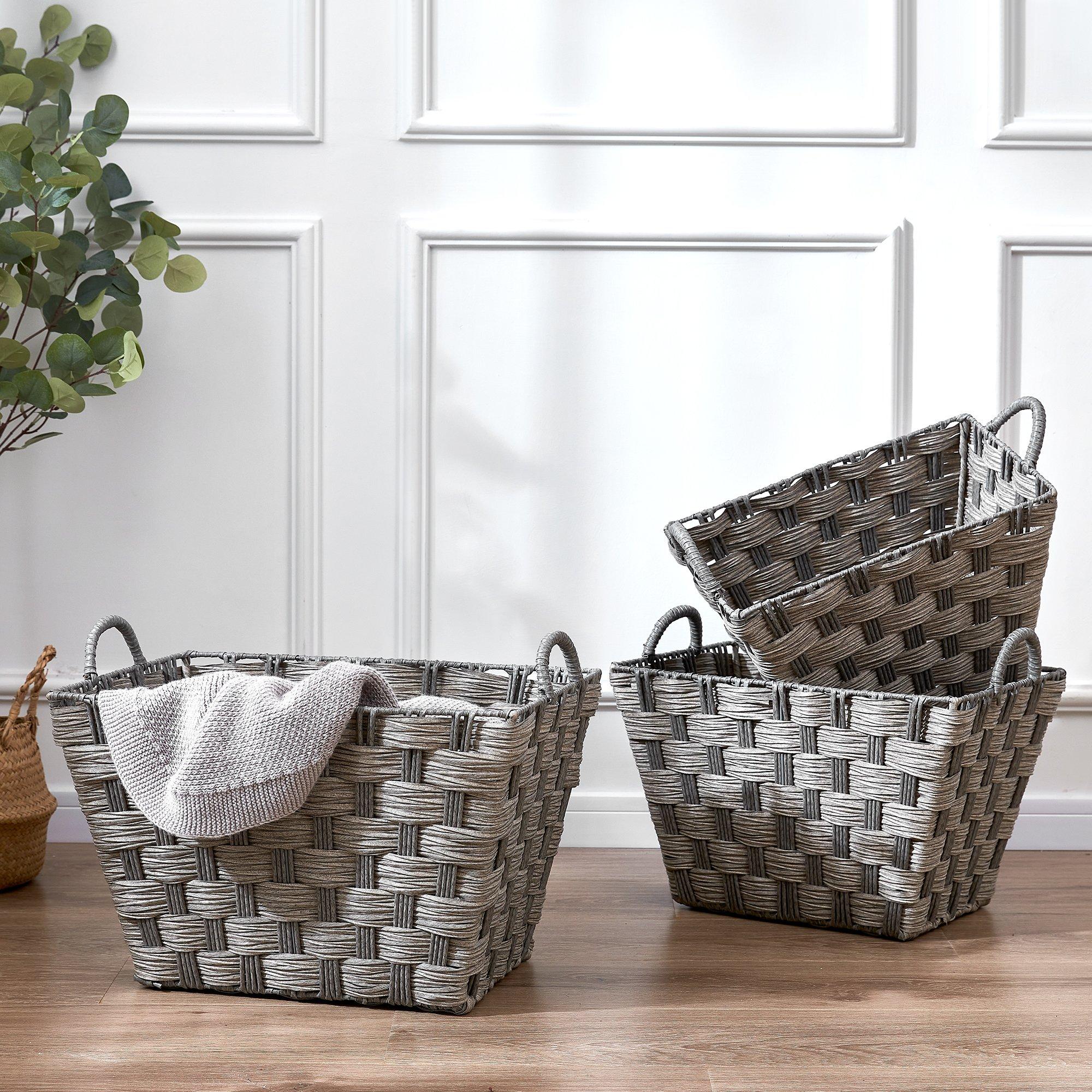 Baum 3 Pc. Faux Wicker Combo Weave Storage Bins
