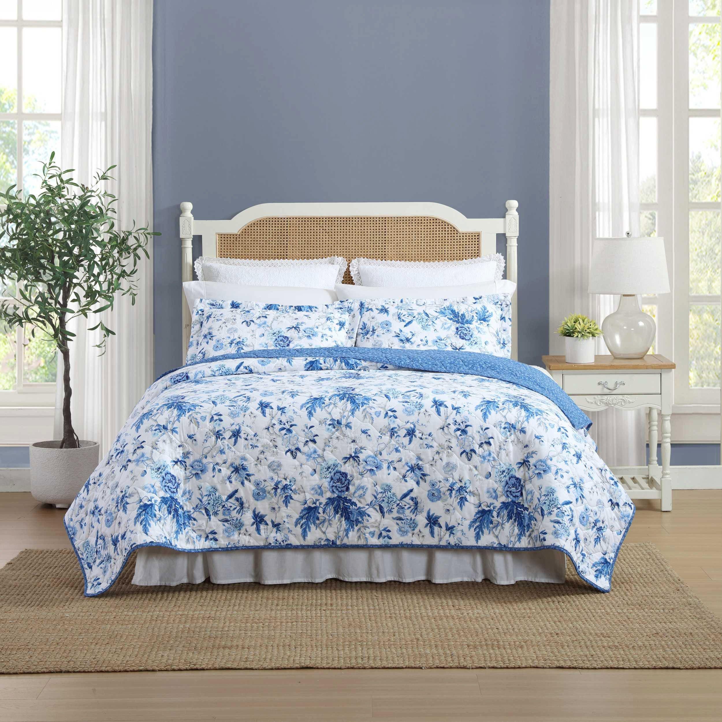 Laura Ashley Breezy Floral Reversible Quilt Set