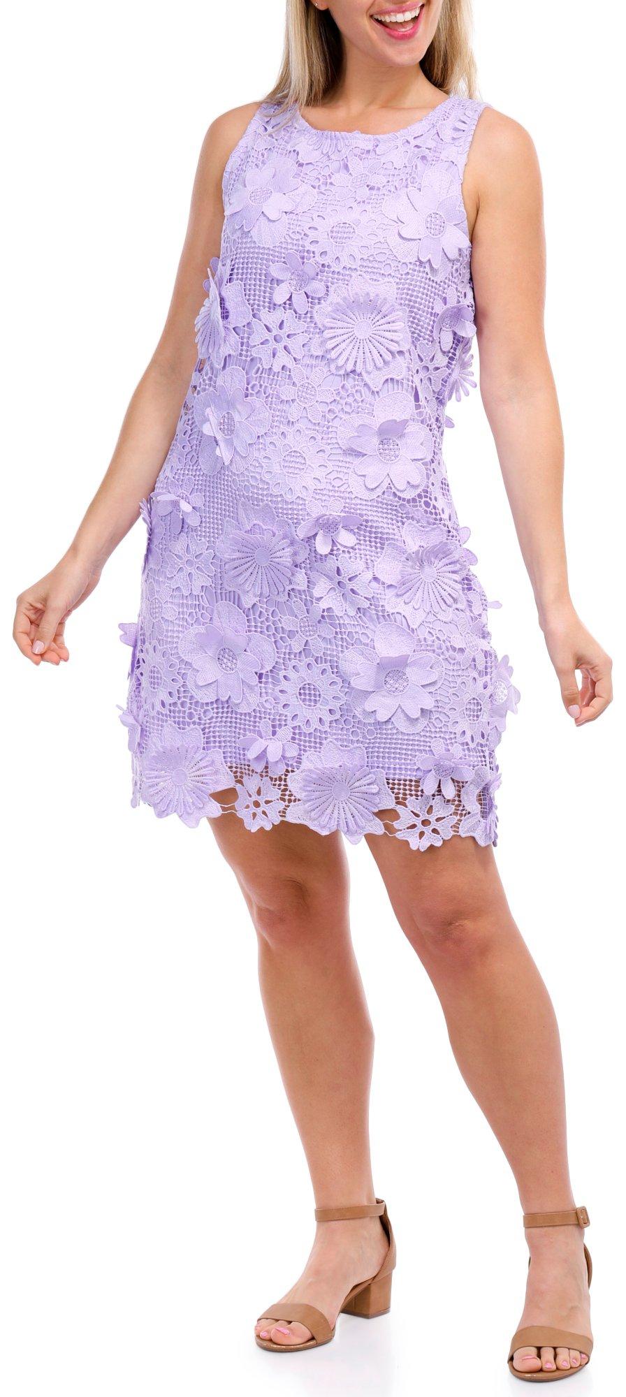 Nina Leonard Womens Sleeveless Lace Dress