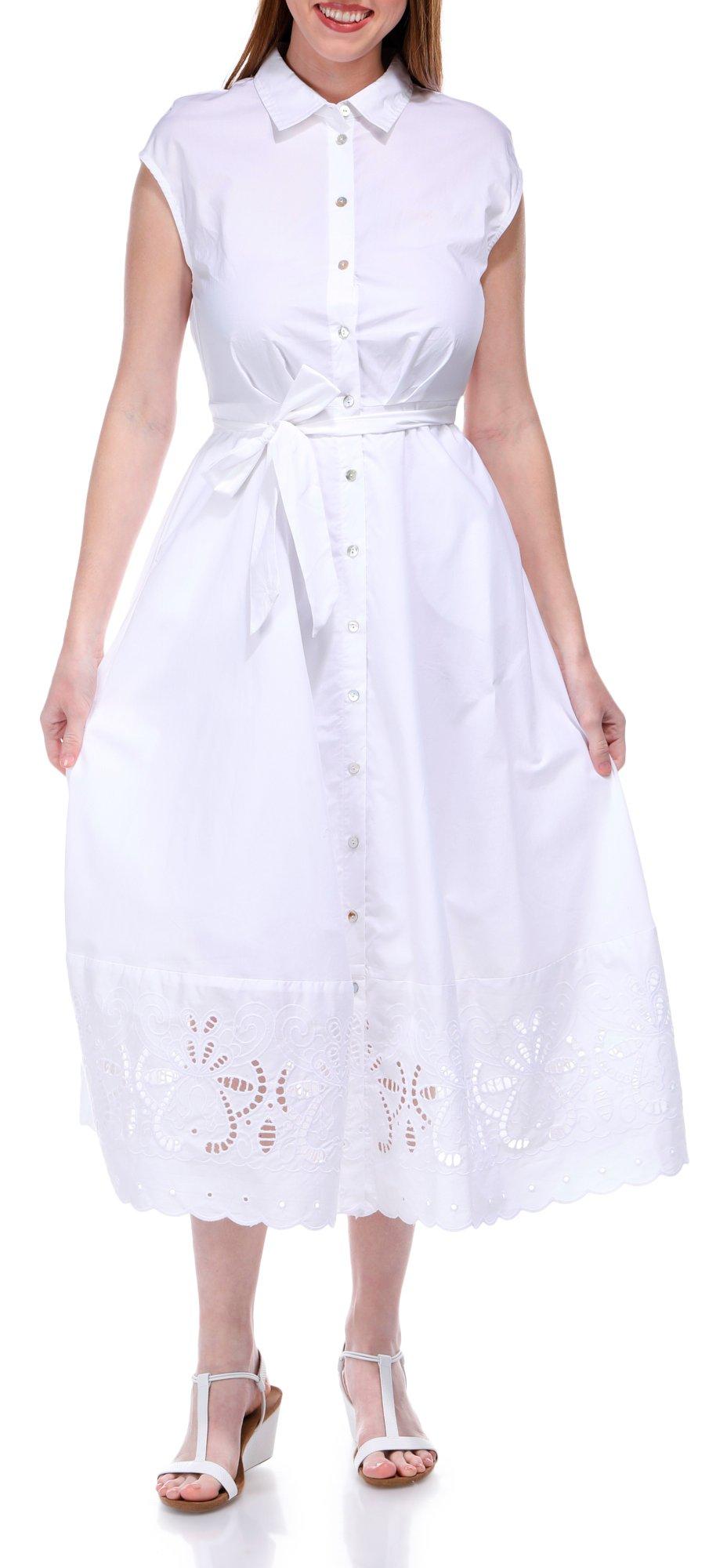 Ellen Tracy Womens Sleeveless Maxi Shirt Dress