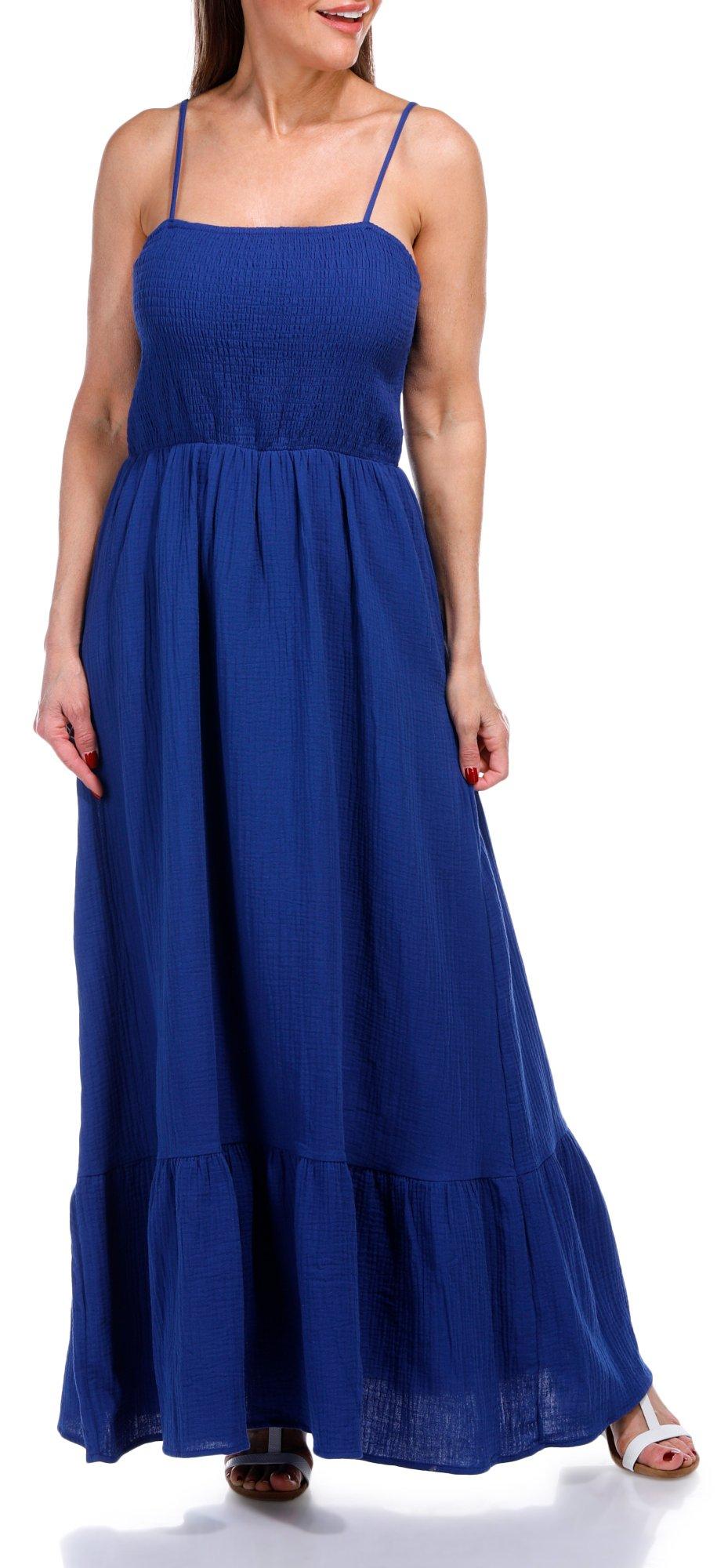 Steve Madden Womens Sleeveless Smocked Tiered Dress
