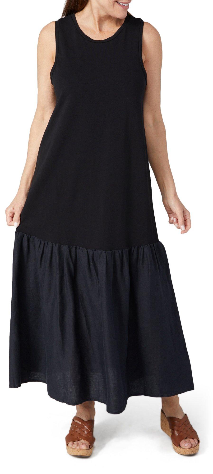 DKNY Sleeveless Knit Solid Print Dress