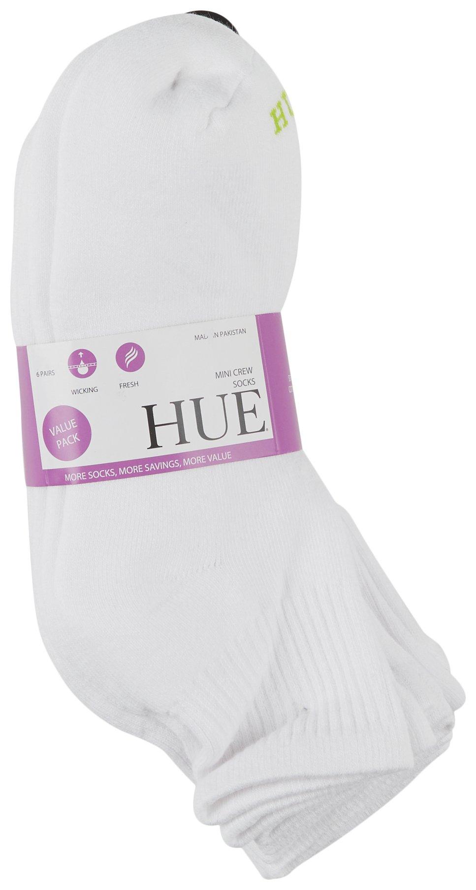Hue Womens 6 Pk Sports Mini Crew Socks