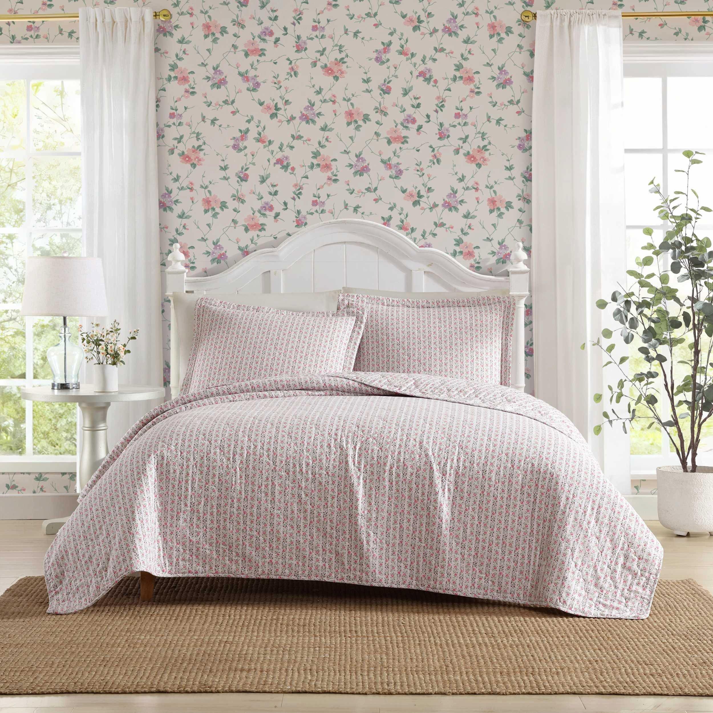 Laura Ashley Marta Stripe Reversible Quilt Set