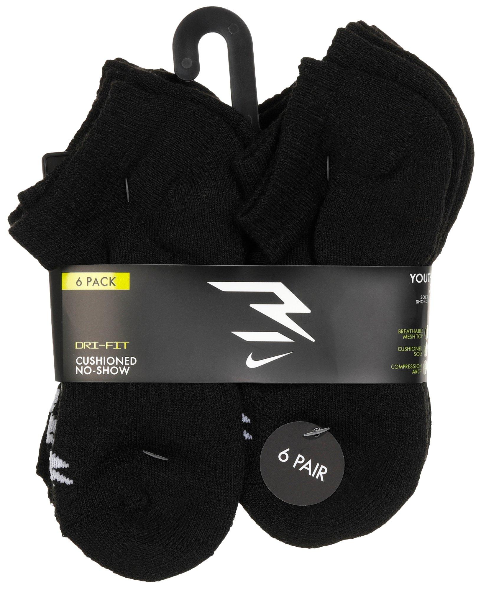 Nike 3 Brand Boys 6 Pk Dri-Fit No Show Socks