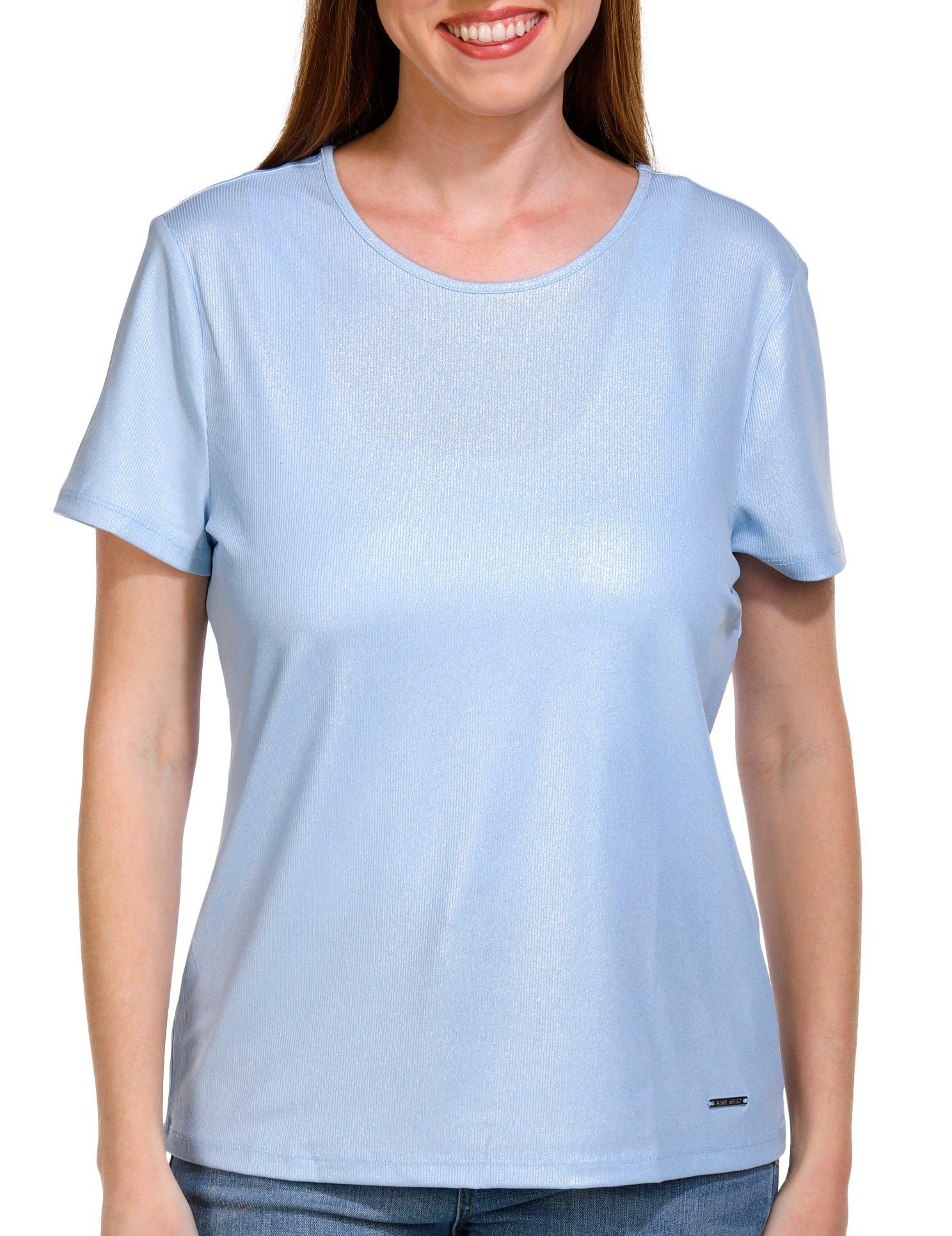 Nine West Womens Short Sleeve Rib Tee