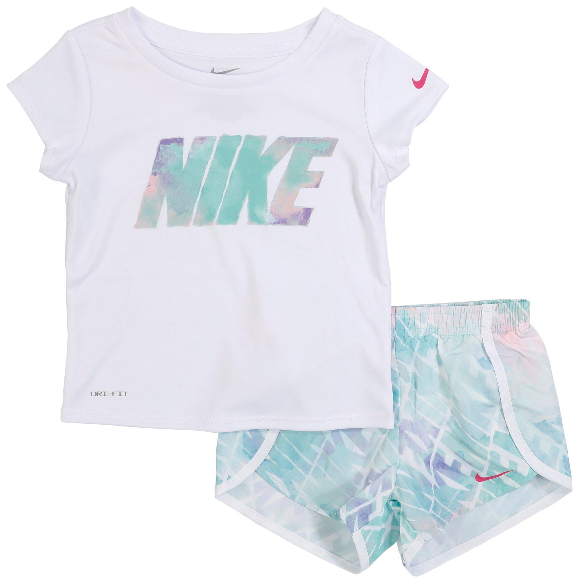 Nike Toddler Girls 2 pc Graphic Tee and Shorts Set