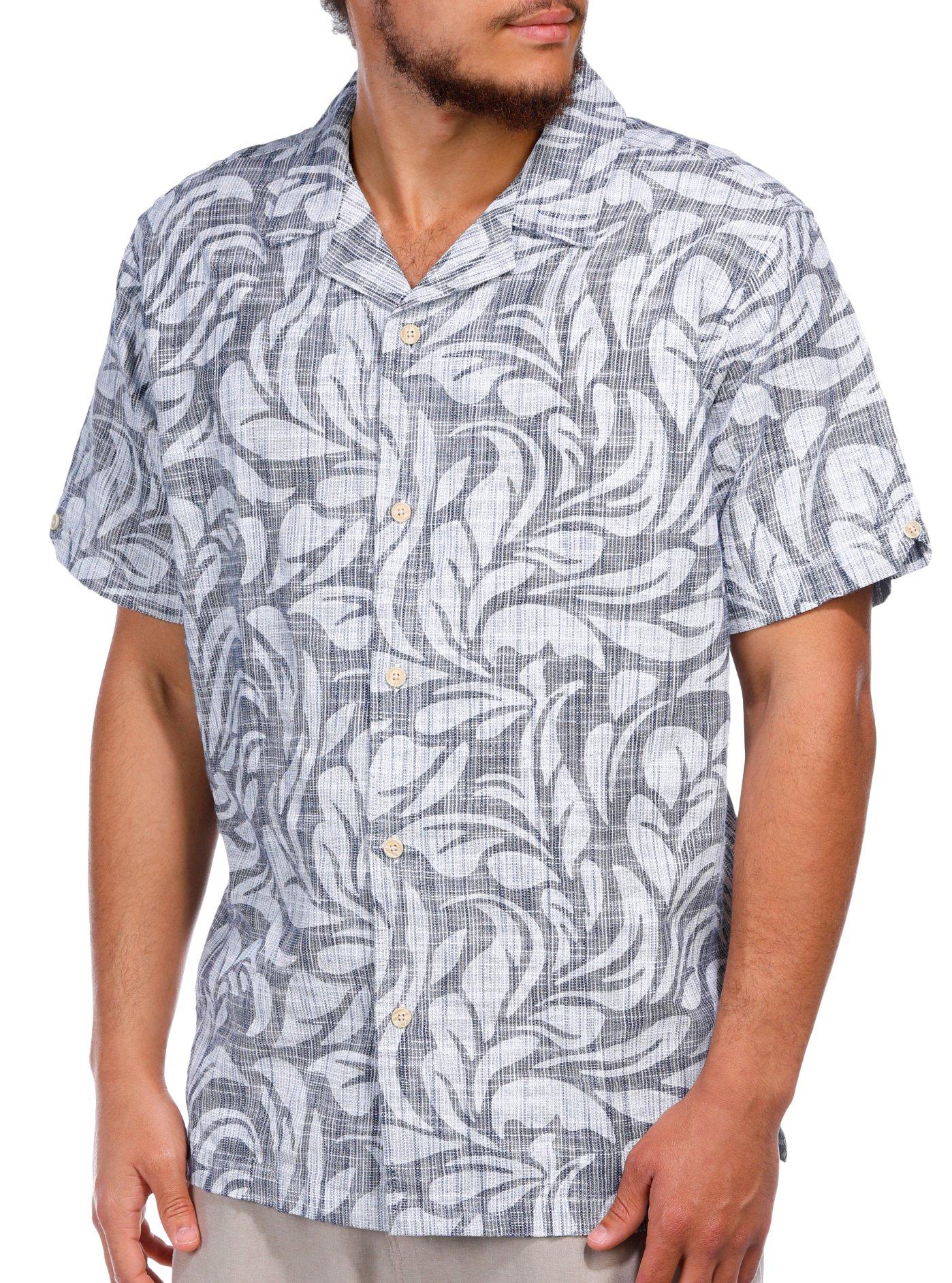 Ben Sherman Mens Short Sleeve Stamp Leaf Print Shirt