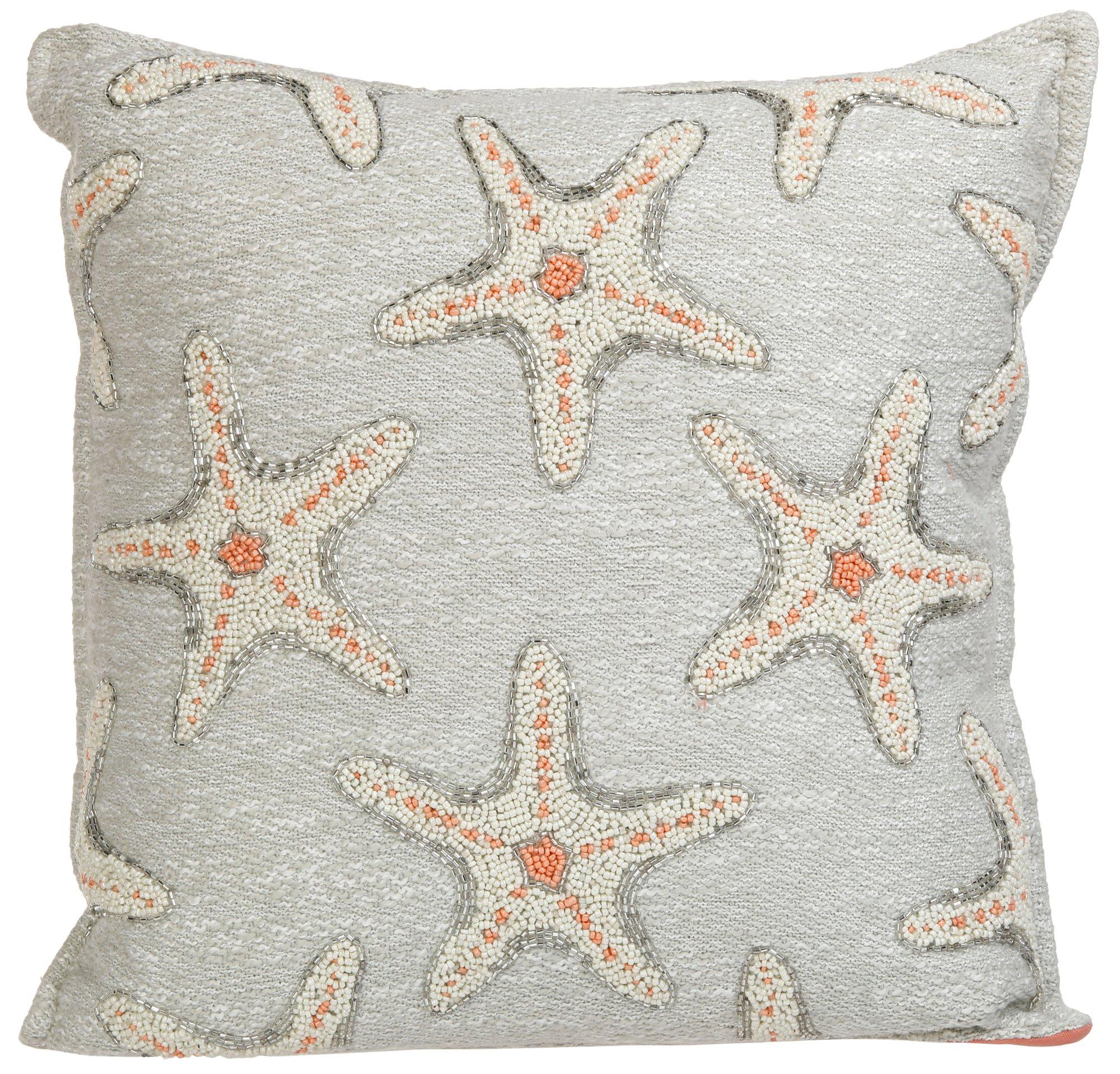 Coastal Home Embellished Starfish Decorative Pillow