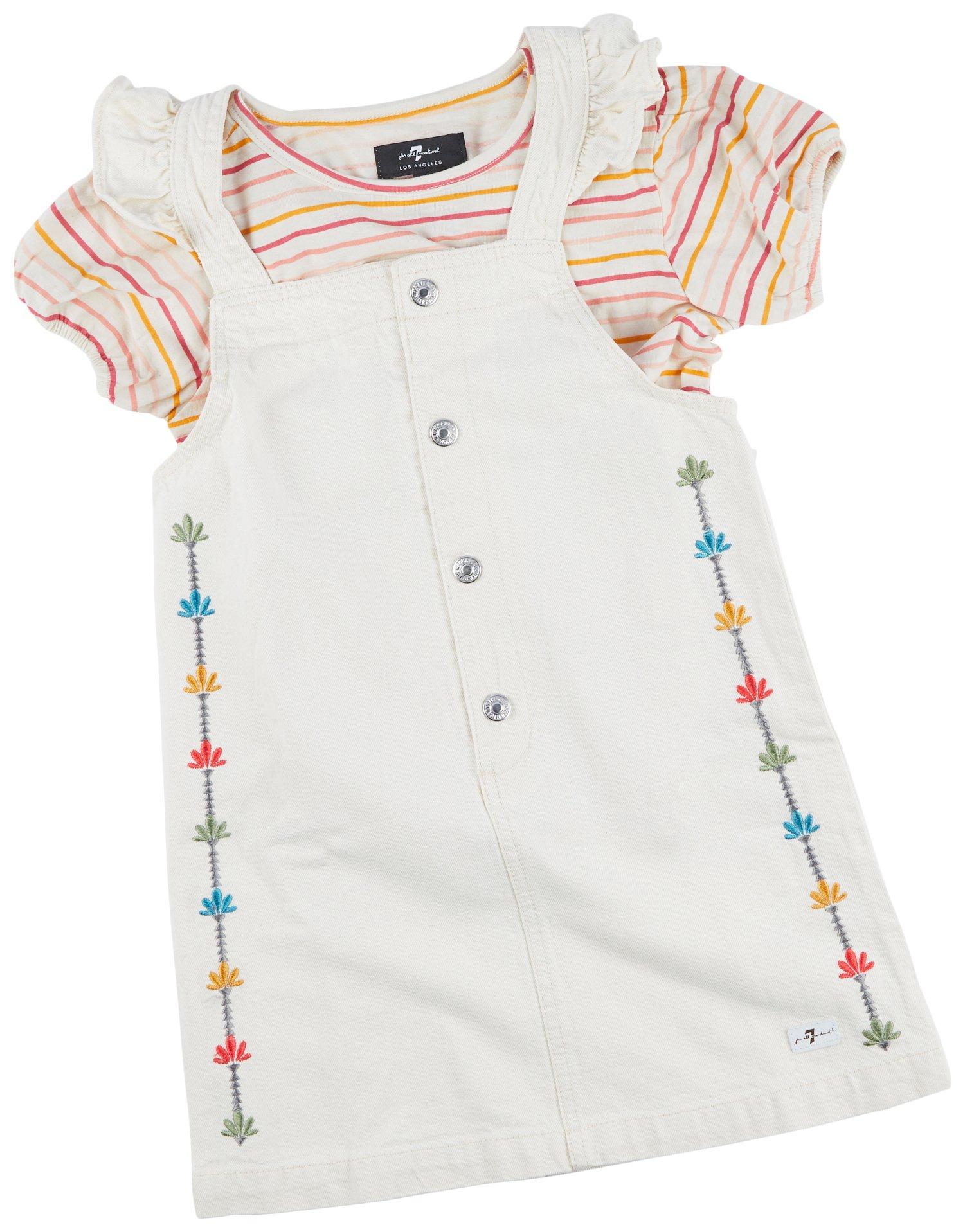 7 For All Mankind Little Girls 2-Piece Denim Overall Set