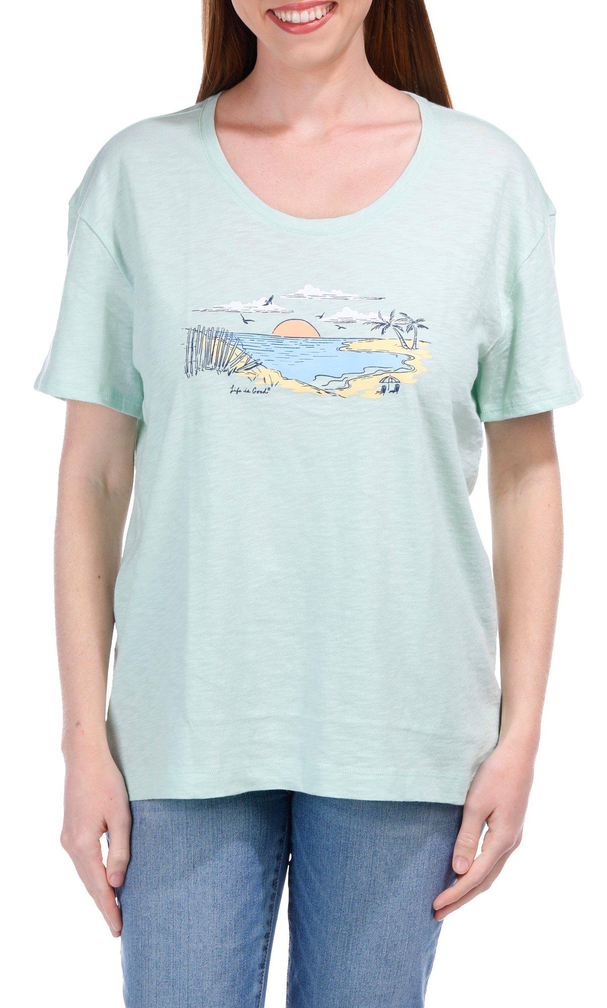 Women's Outdoor Beach Scene Graphic Top