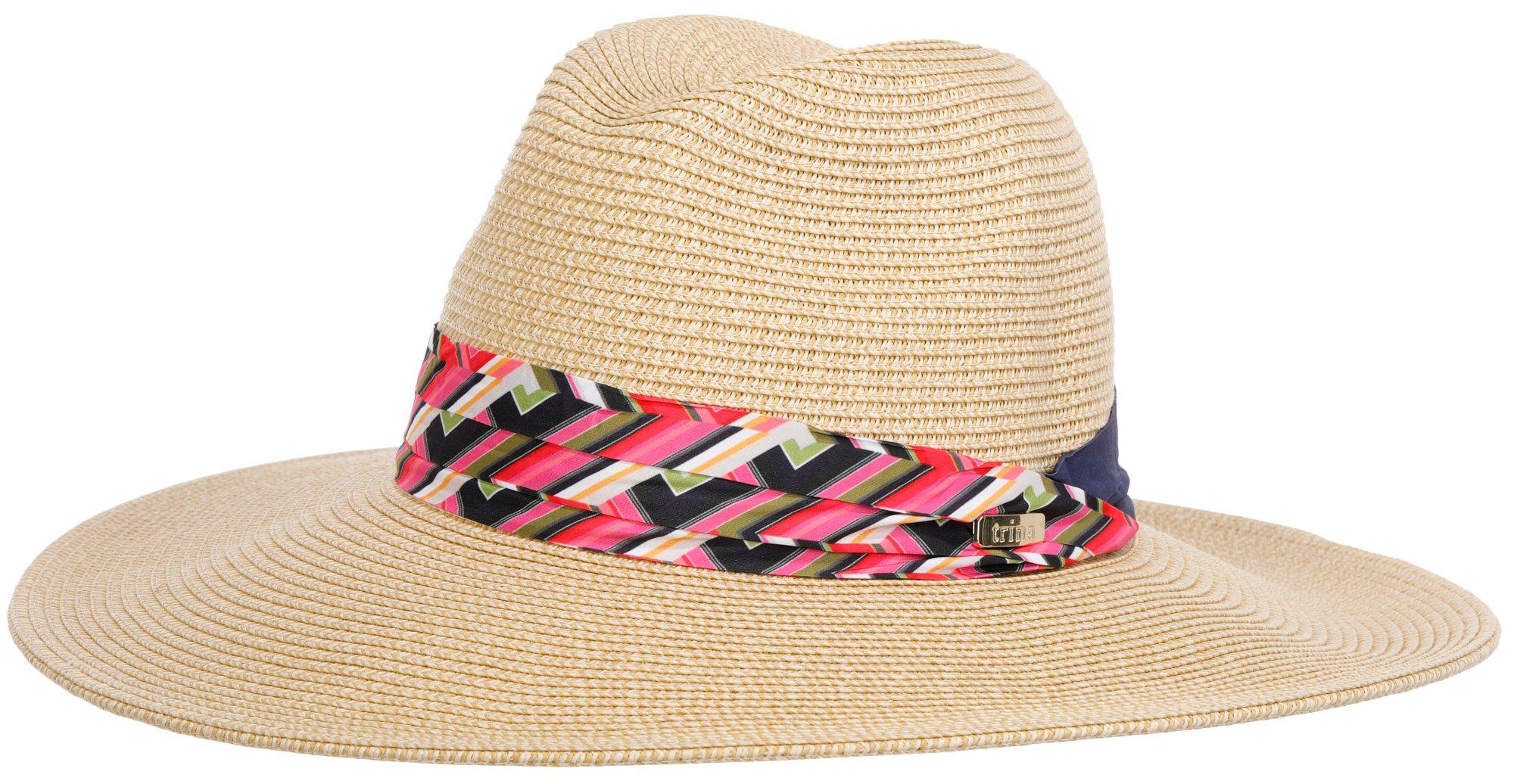 Trina by Trina Turk Womens Azure Straw Fedora Hat