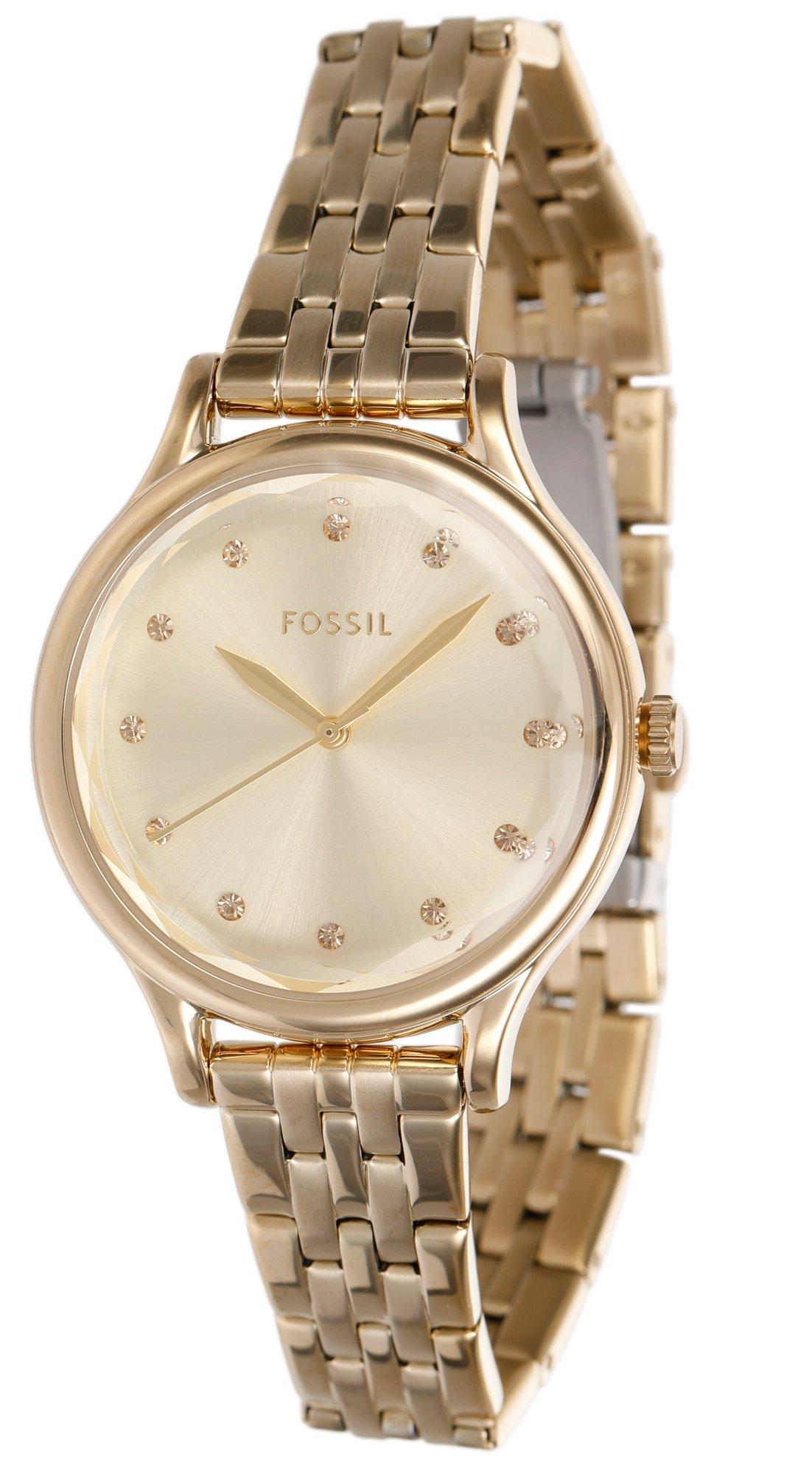Fossil Womens Round Dial Gold Watch