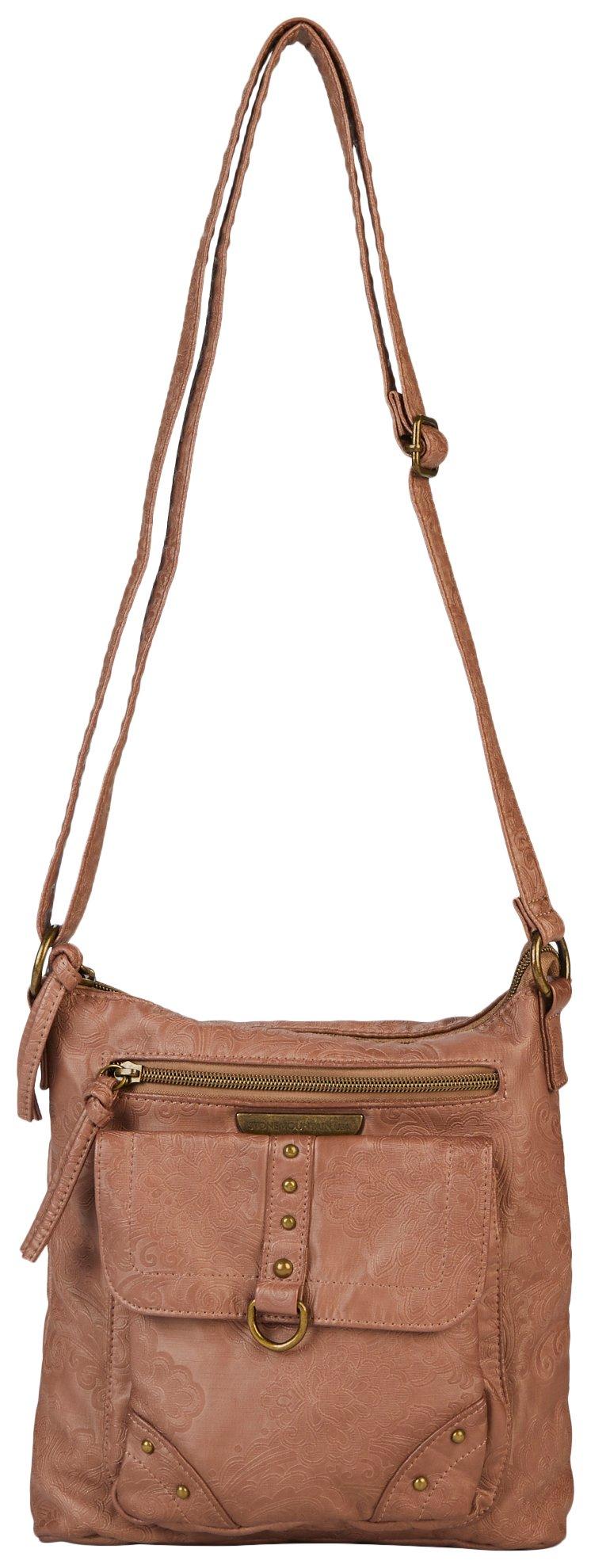 Stone Mountain Embossed Smoky Flap Crossbody Handbag