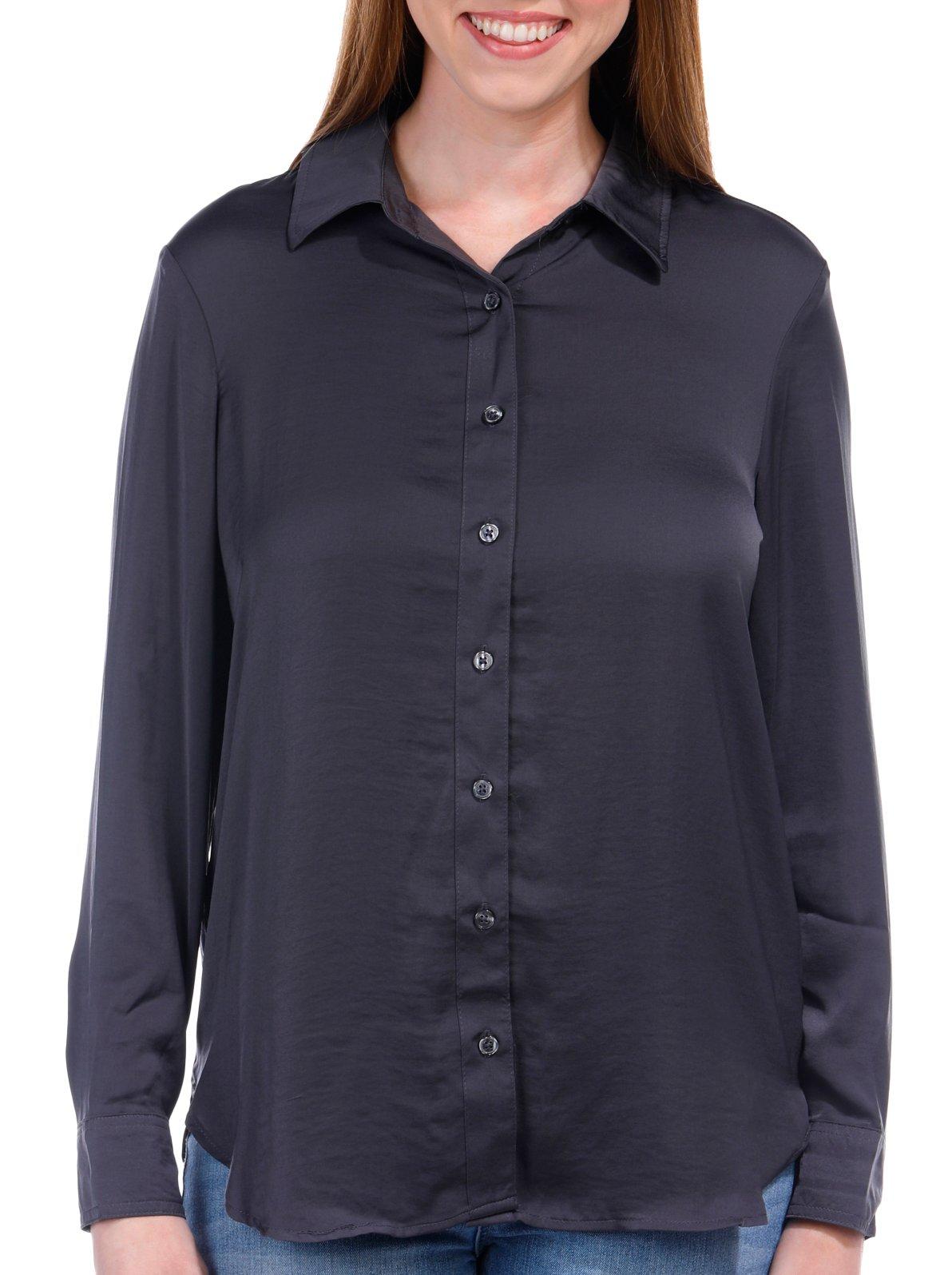 DKNY Womens Long Sleeve Button Down Top