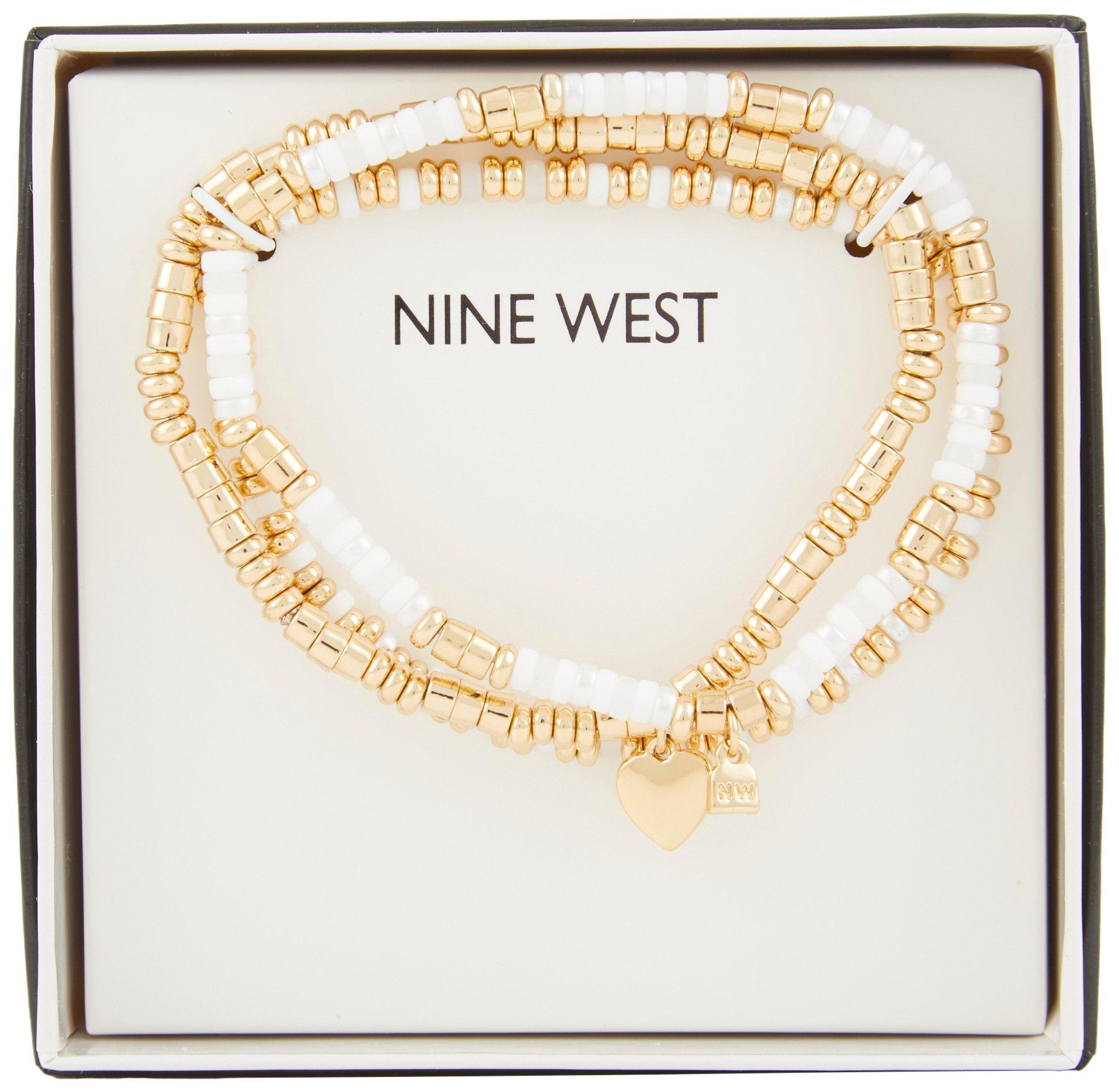 Nine West Womens Heart Stretch Bracelet Set