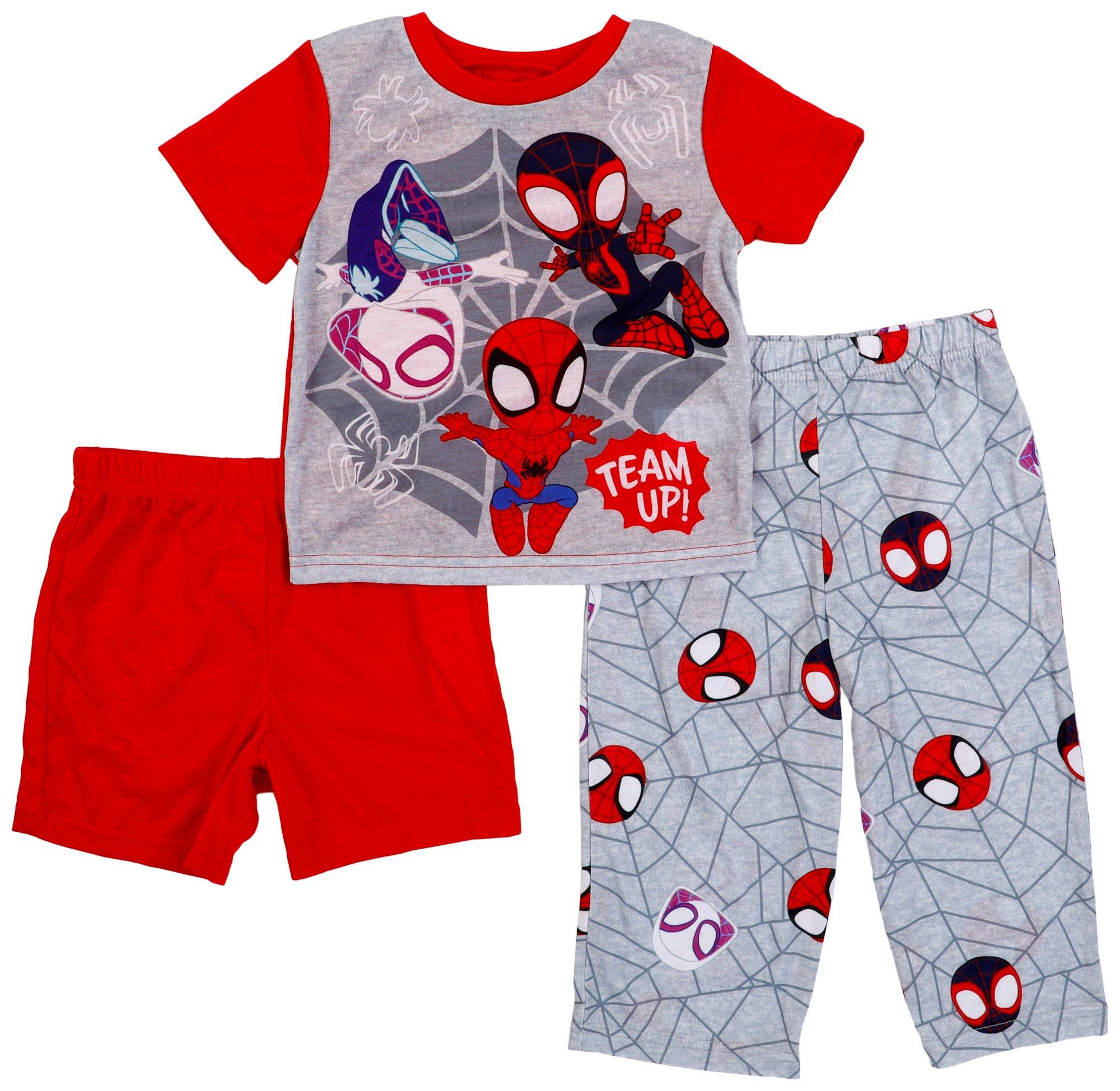 Spiderman Toddler Boys 3 Pc Shorts Pants Pajama Set