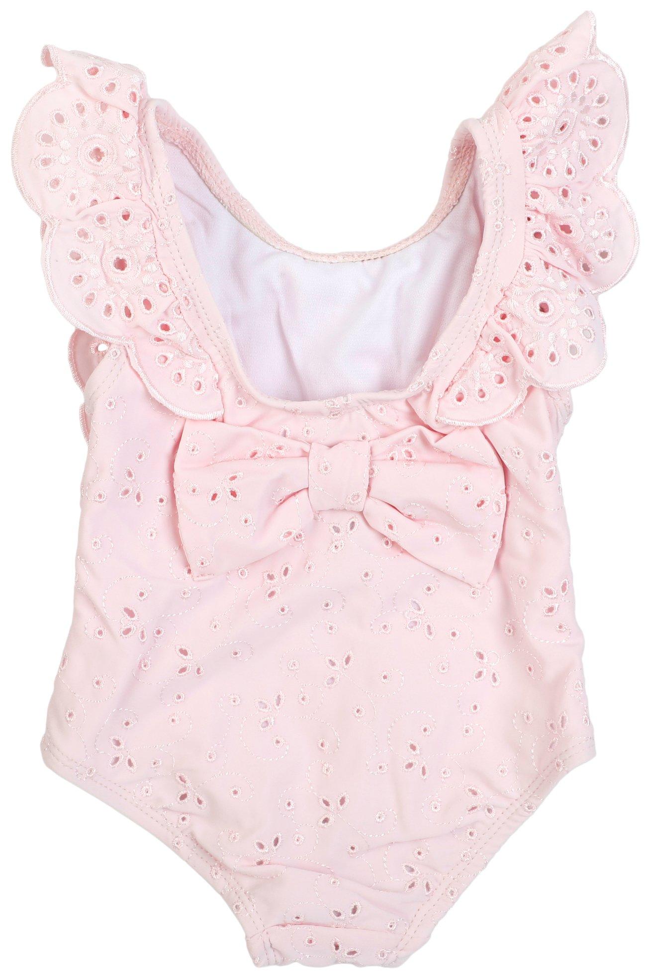 Little Me Baby Girls Ruffle Tank Eyelet Swimsuit