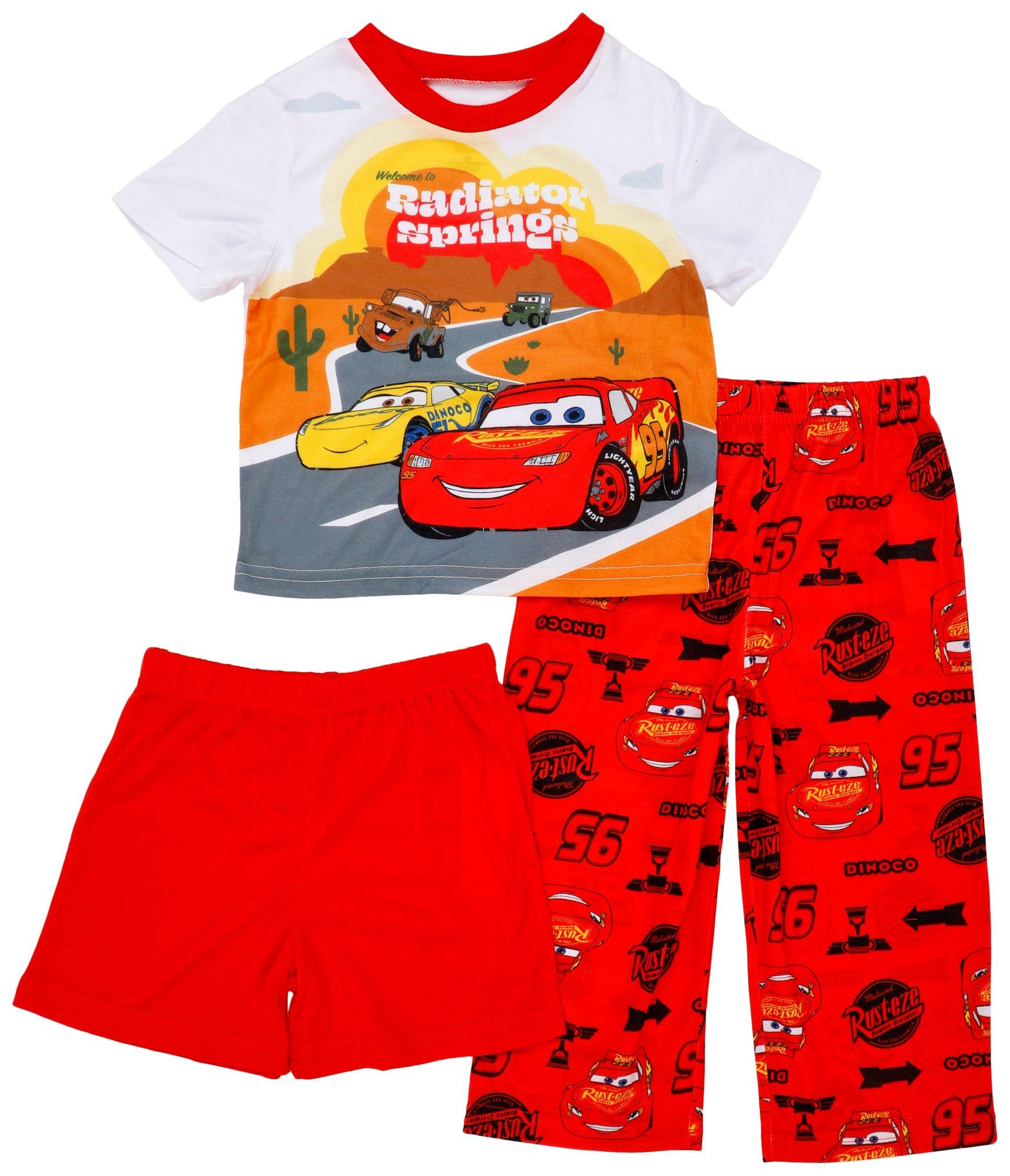 Cars Toddler Boys 3 Pc Short Sleeve Pajama Set