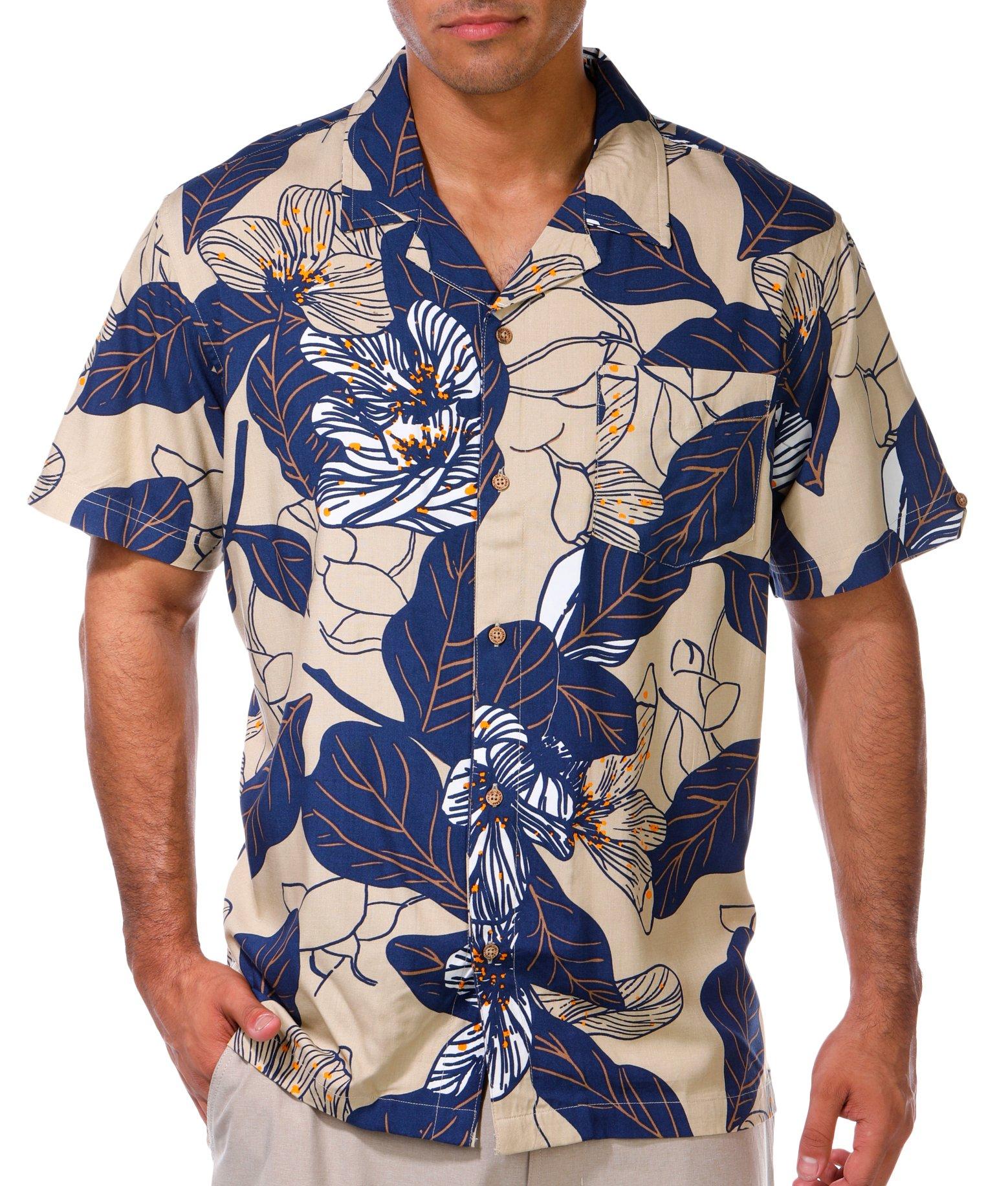 Ben Sherman Men's Buttoned Short Sleeve Garden Beauty Shirt
